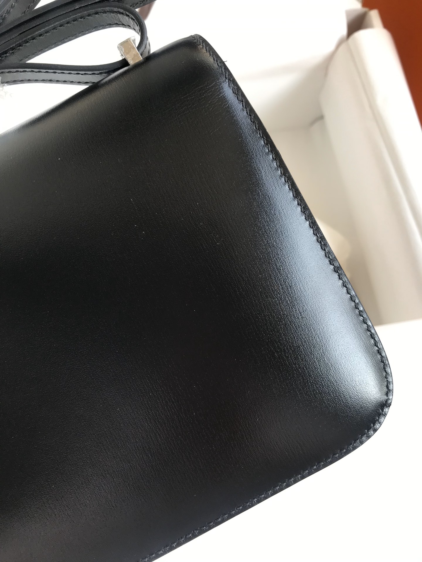 Hand Stitching Hermes Constance 19cm Bag Box Leather Black