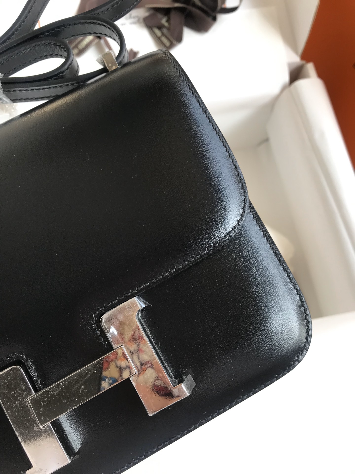 Hand Stitching Hermes Constance 19cm Bag Box Leather Black