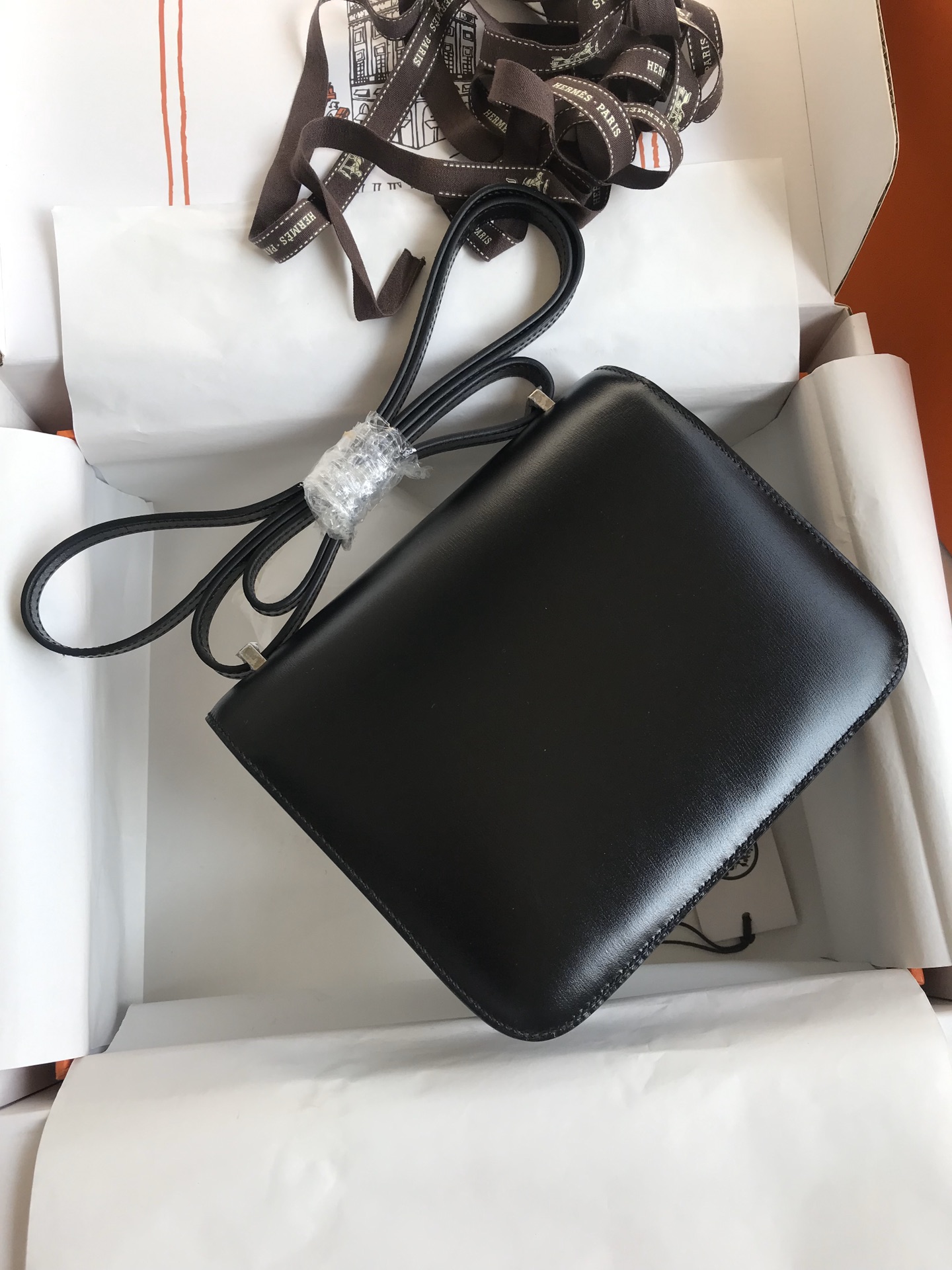 Hand Stitching Hermes Constance 19cm Bag Box Leather Black