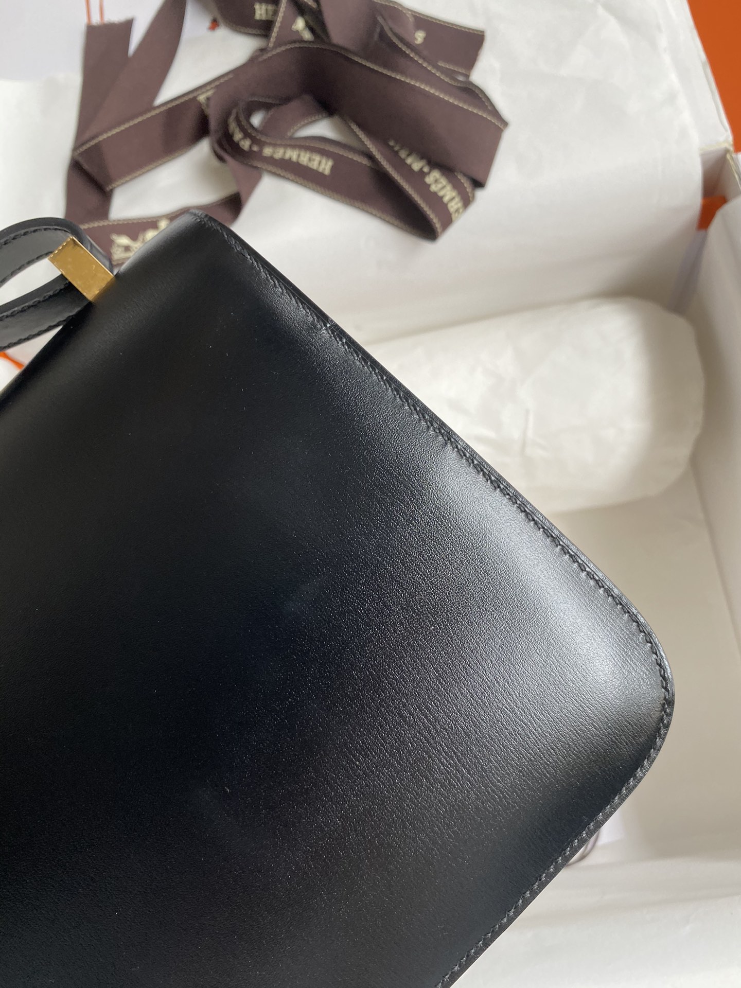 Hand Stitching Hermes Constance 24cm Bag Box Leather Black