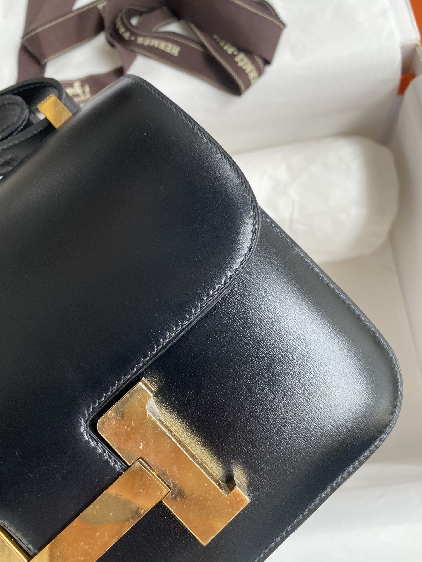 Hand Stitching Hermes Constance 24cm Bag Box Leather Black