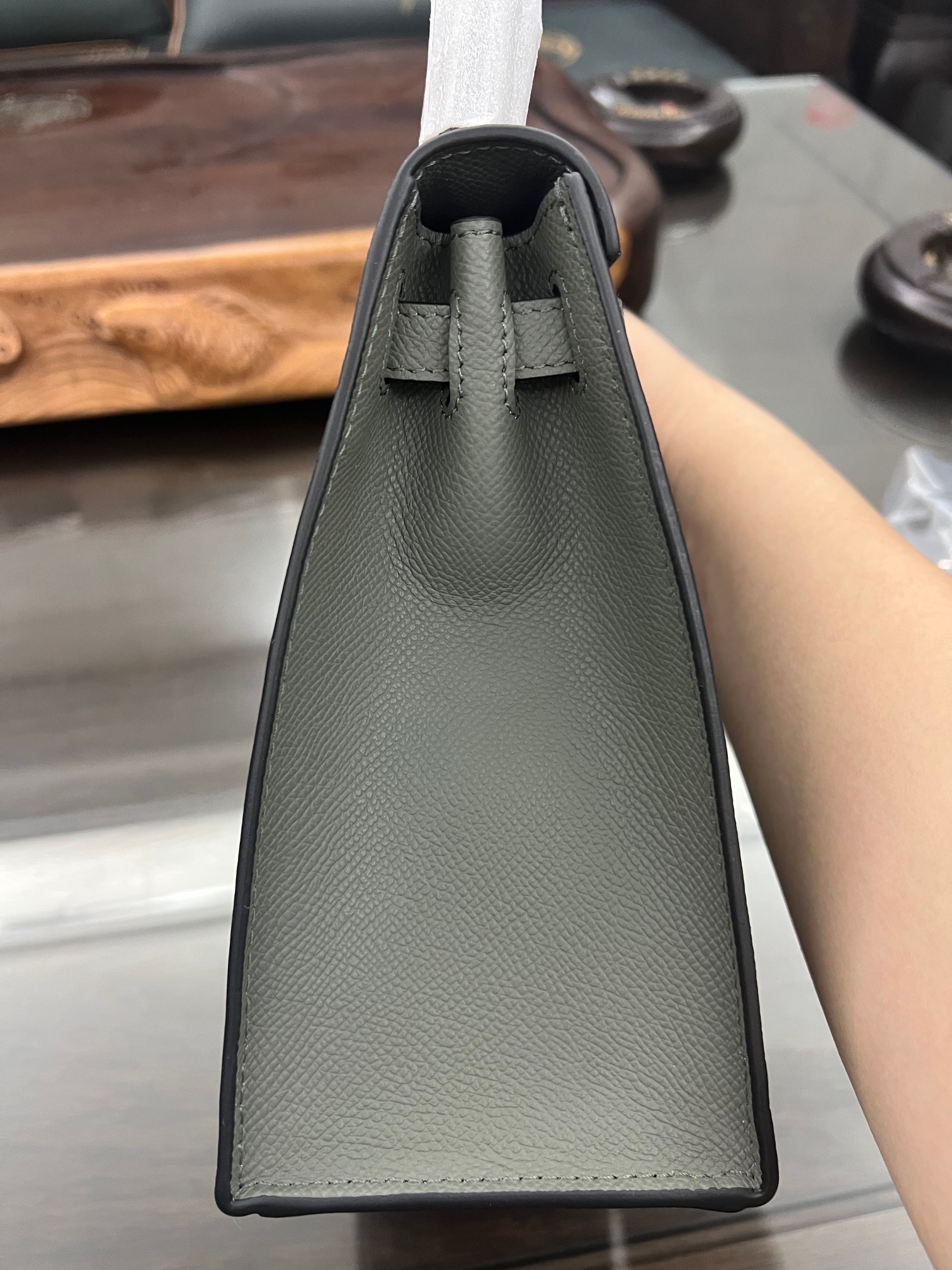 Handmade Hermes 25cm 28cm Epsom Leather Almond Green with Gold and Silver Hardware