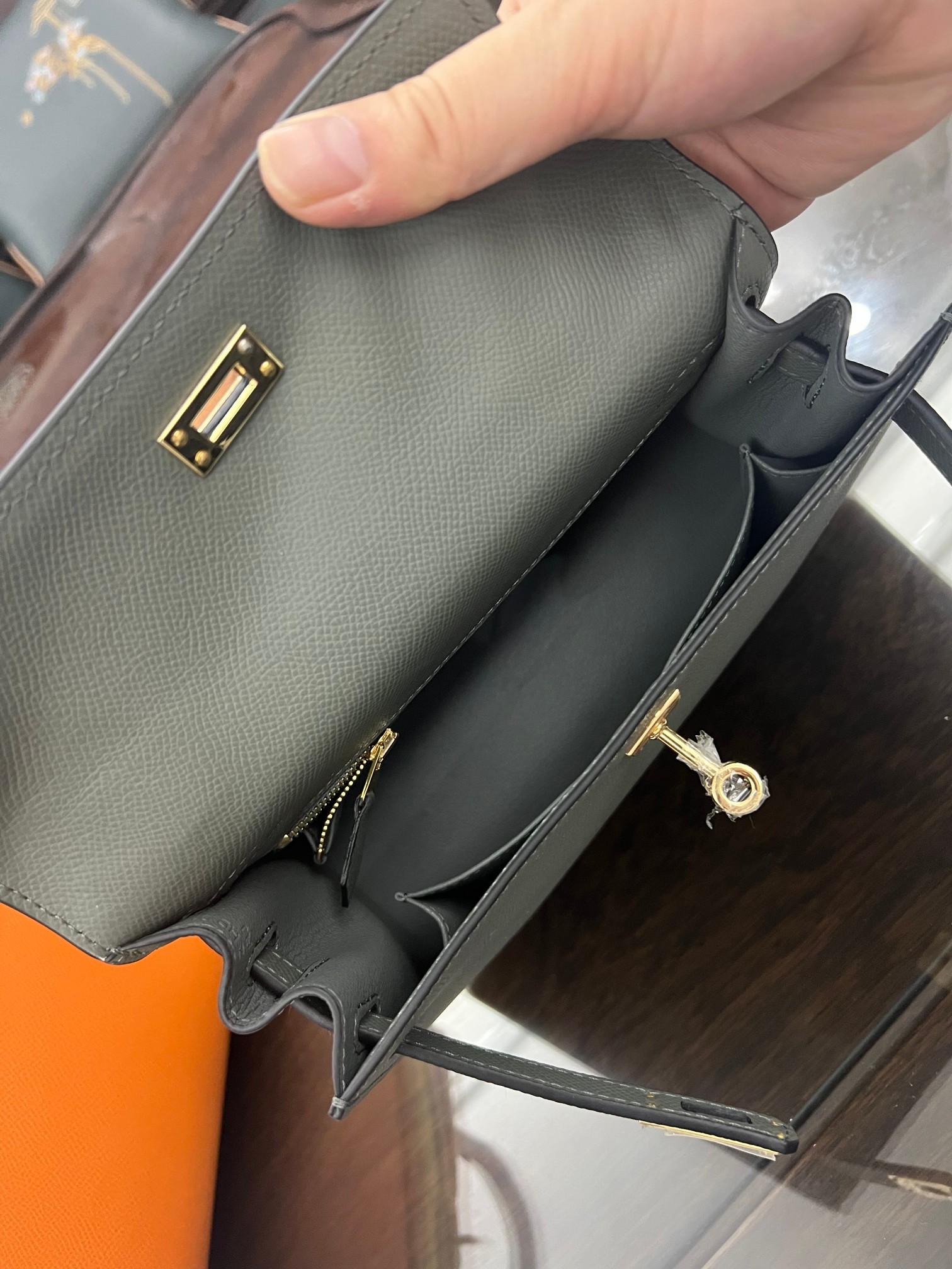 Handmade Hermes 25cm 28cm Epsom Leather Almond Green with Gold and Silver Hardware