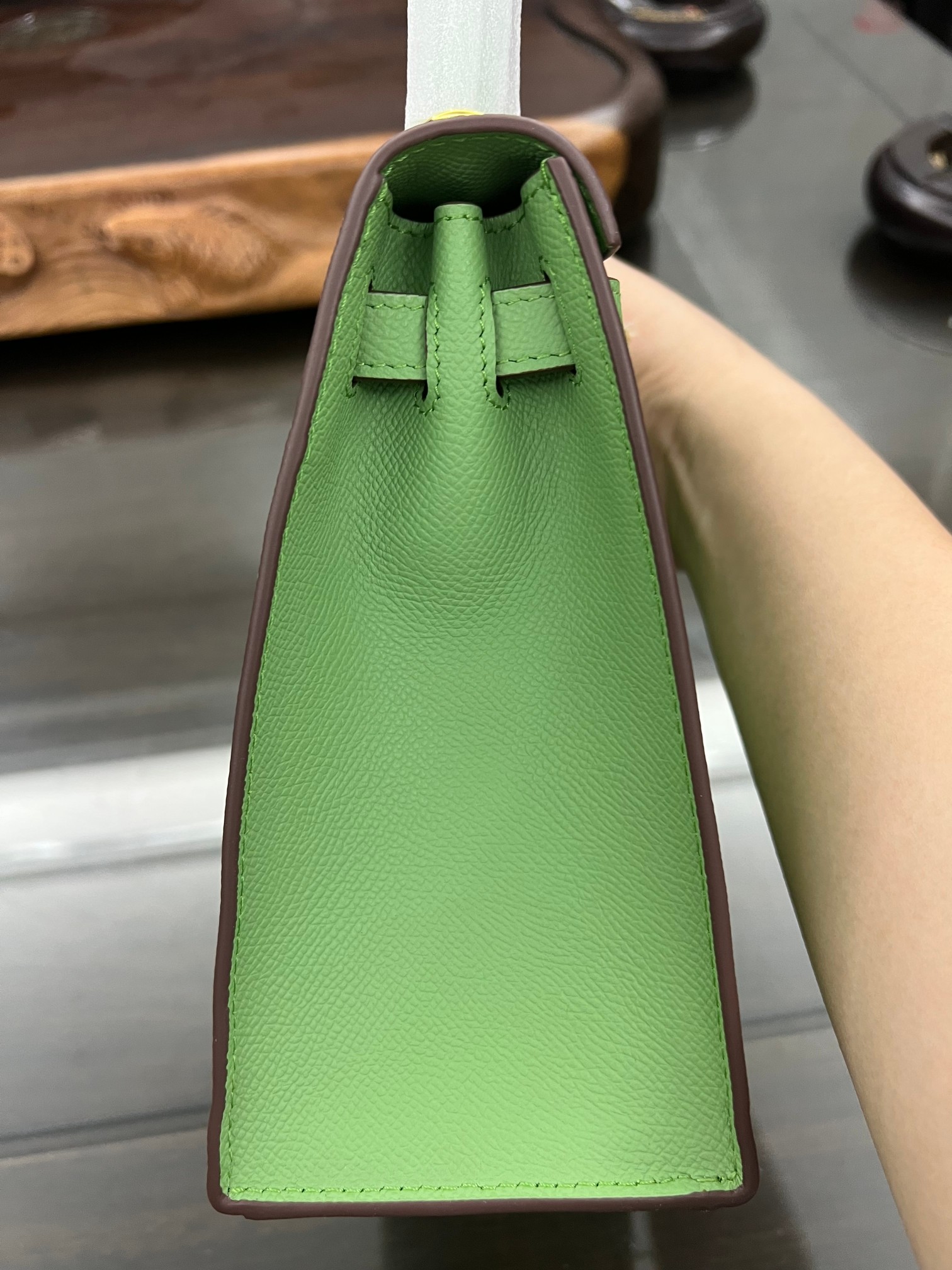 Handmade Hermes 25cm 28cm Epsom Leather Avocado Green with Gold and Silver Hardware