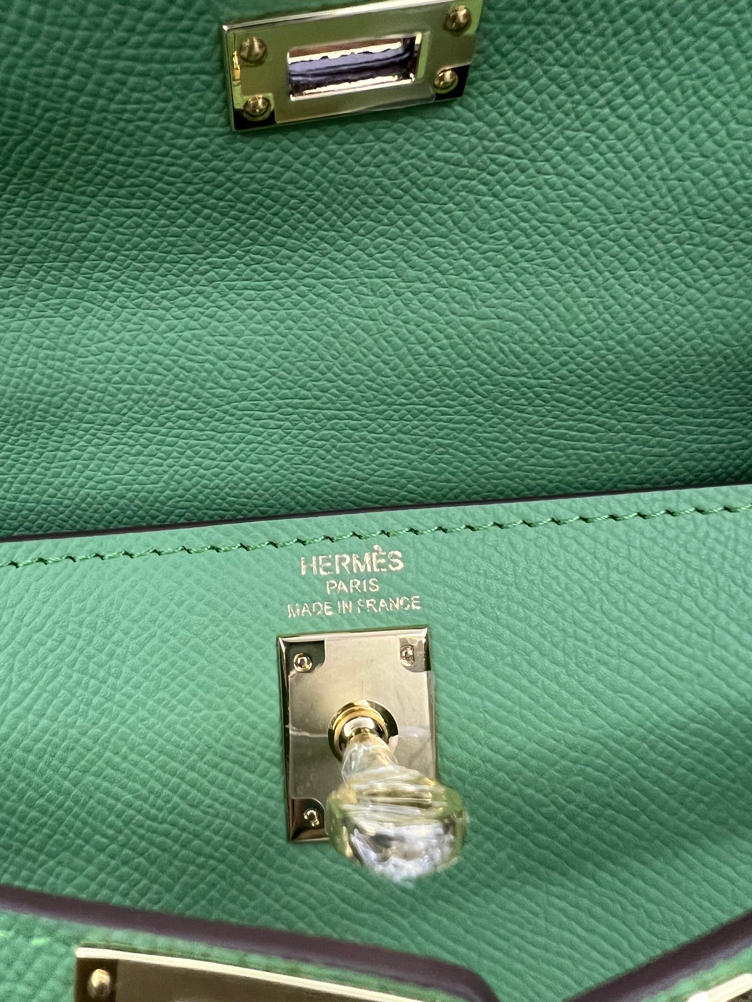 Handmade Hermes 25cm 28cm Epsom Leather Avocado Green with Gold and Silver Hardware