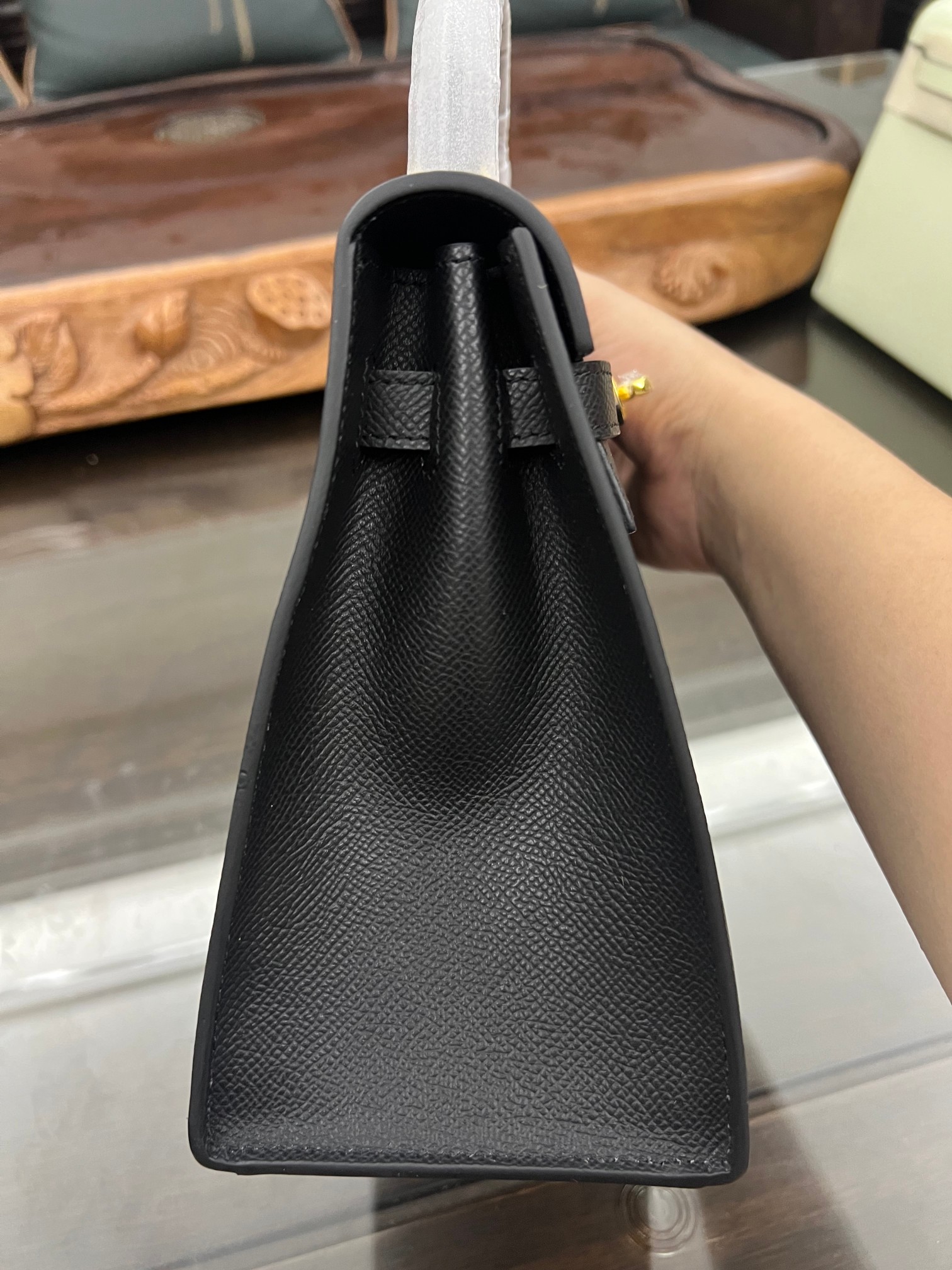 Handmade Hermes 25cm 28cm Epsom Leather Black with Gold and Silver Hardware