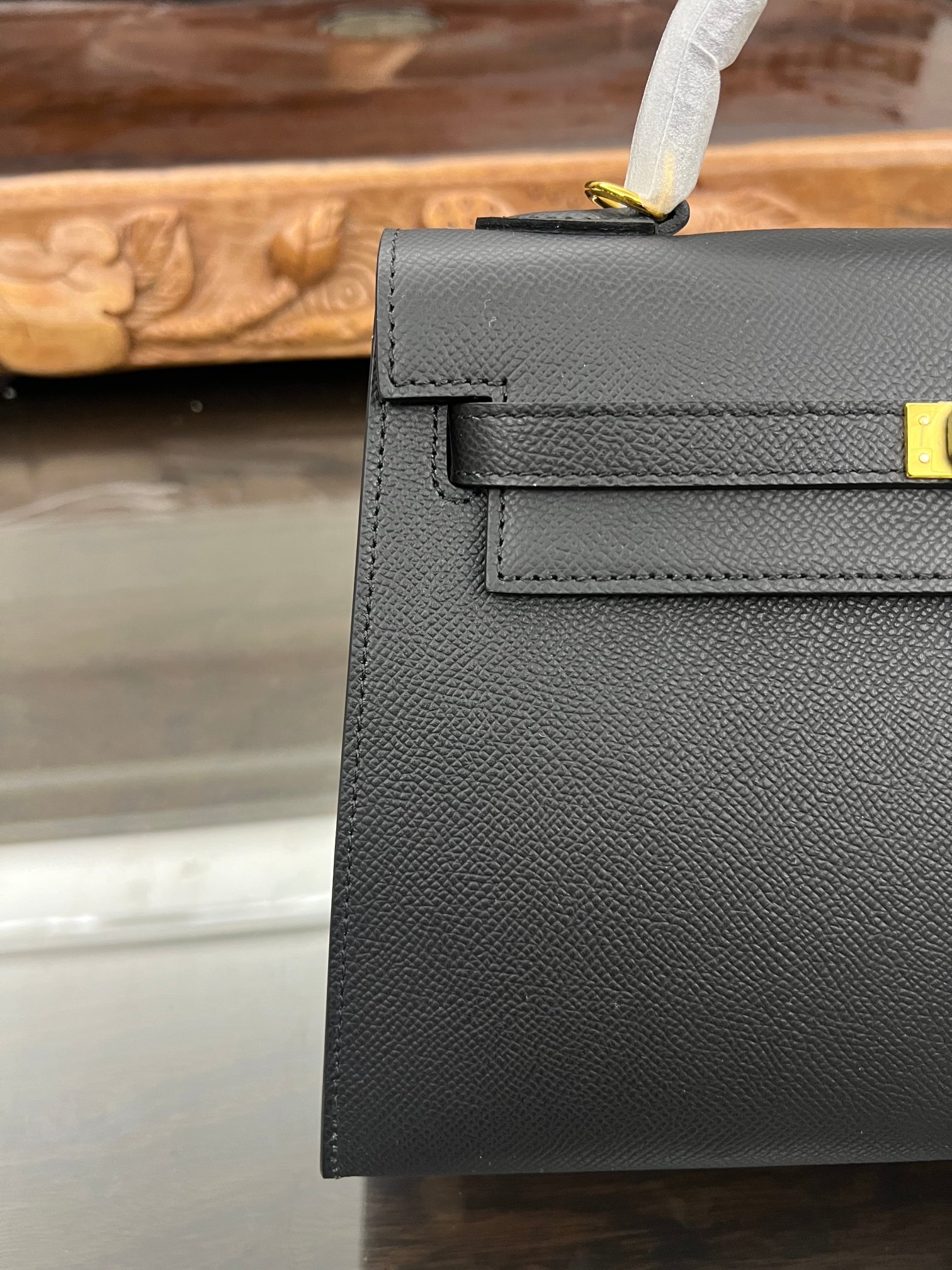 Handmade Hermes 25cm 28cm Epsom Leather Black with Gold and Silver Hardware