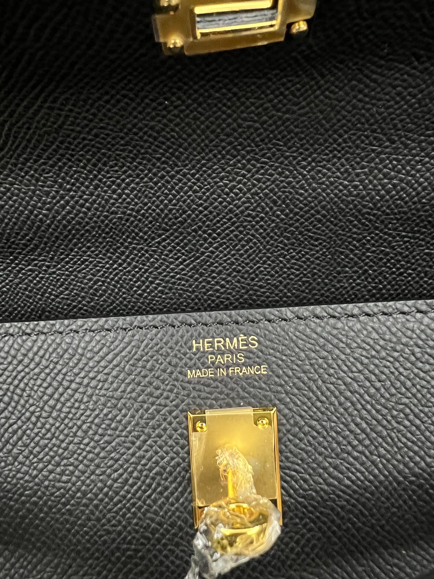 Handmade Hermes 25cm 28cm Epsom Leather Black with Gold and Silver Hardware