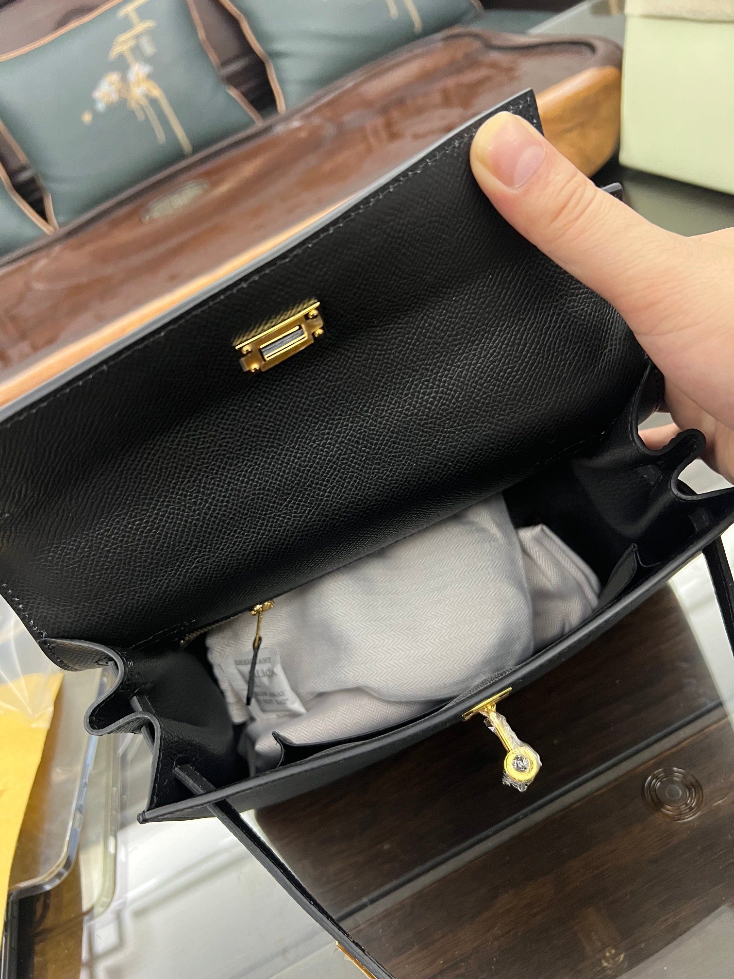 Handmade Hermes 25cm 28cm Epsom Leather Black with Gold and Silver Hardware