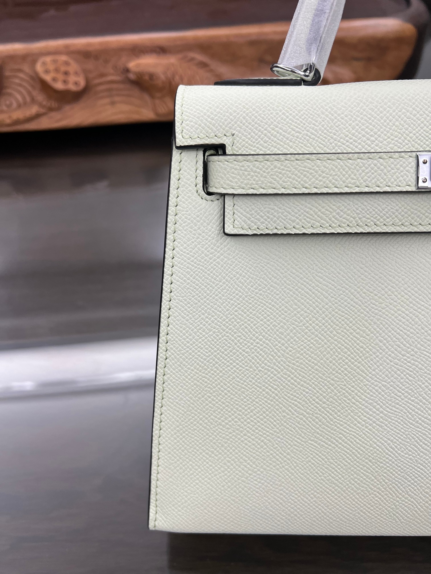 Handmade Hermes 25cm 28cm Epsom Leather Bubble Green with Gold and Silver Hardware