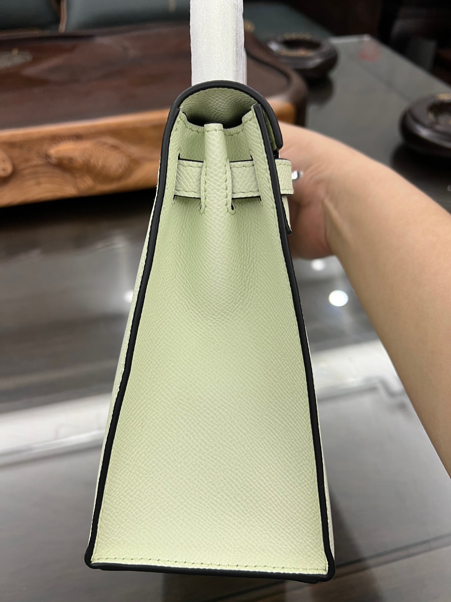 Handmade Hermes 25cm 28cm Epsom Leather Bubble Green with Gold and Silver Hardware
