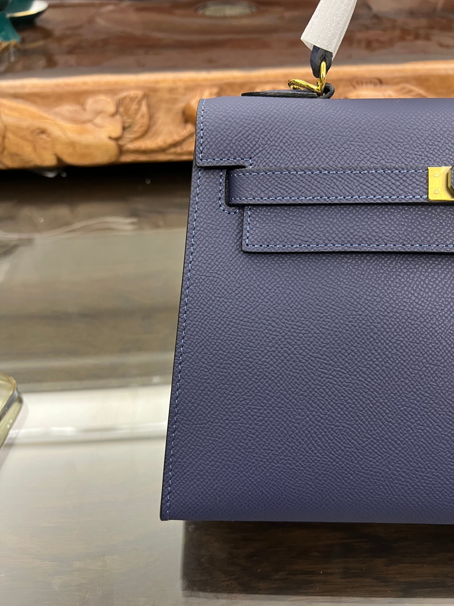 Handmade Hermes 25cm 28cm Epsom Leather Dark Blue with Gold and Silver Hardware