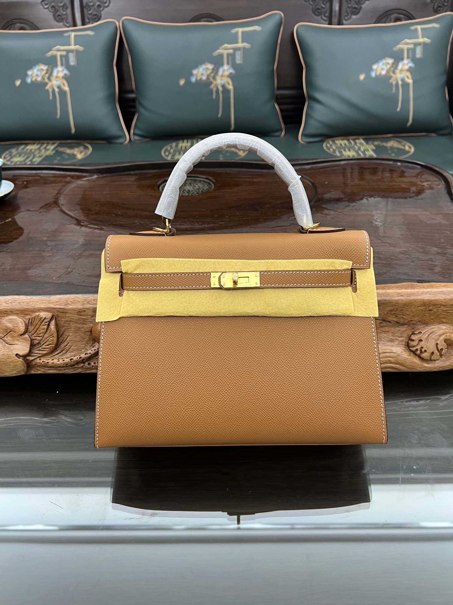 Handmade Hermes 25cm 28cm Epsom Leather Earthy Yellow with Gold and Silver Hardware
