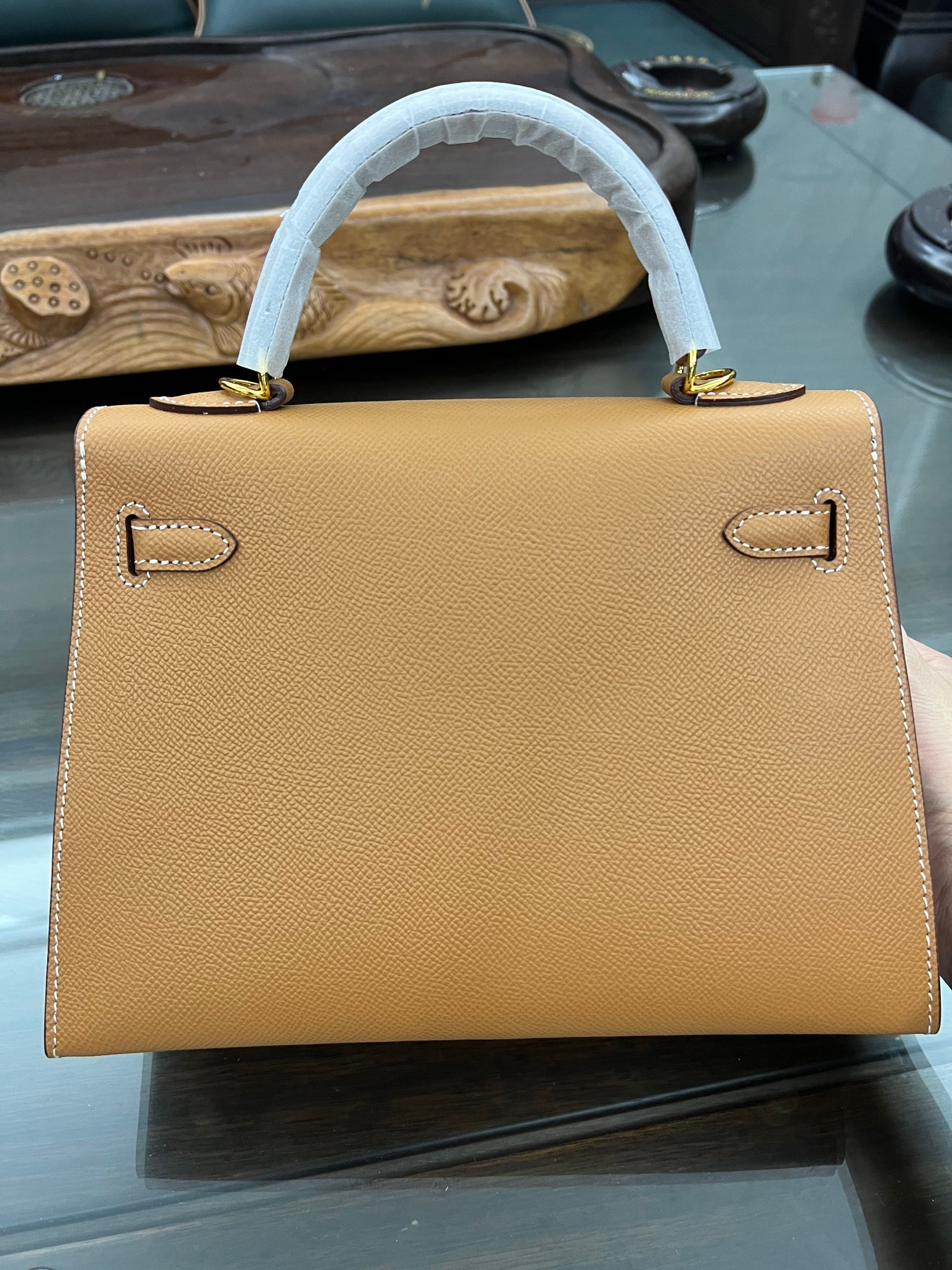 Handmade Hermes 25cm 28cm Epsom Leather Earthy Yellow with Gold and Silver Hardware
