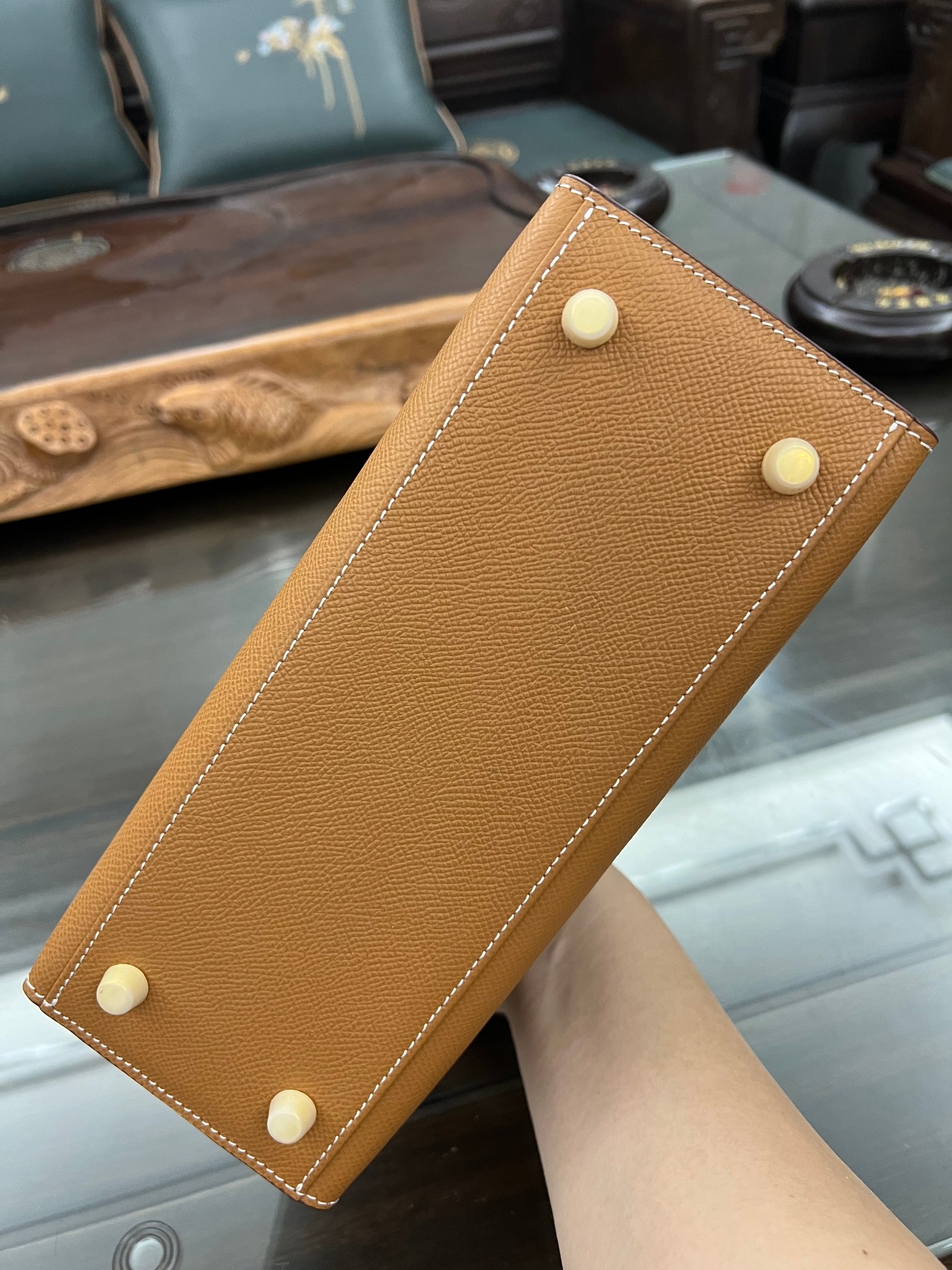 Handmade Hermes 25cm 28cm Epsom Leather Earthy Yellow with Gold and Silver Hardware