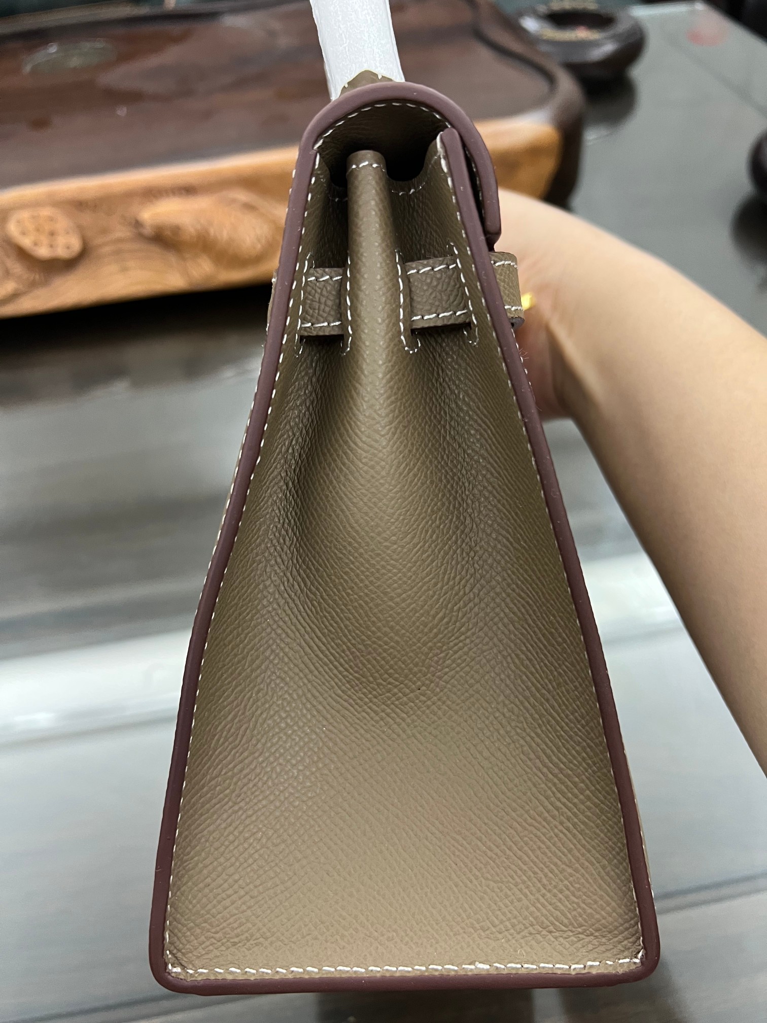 Handmade Hermes 25cm 28cm Epsom Leather Elephant Gray with Gold and Silver Hardware