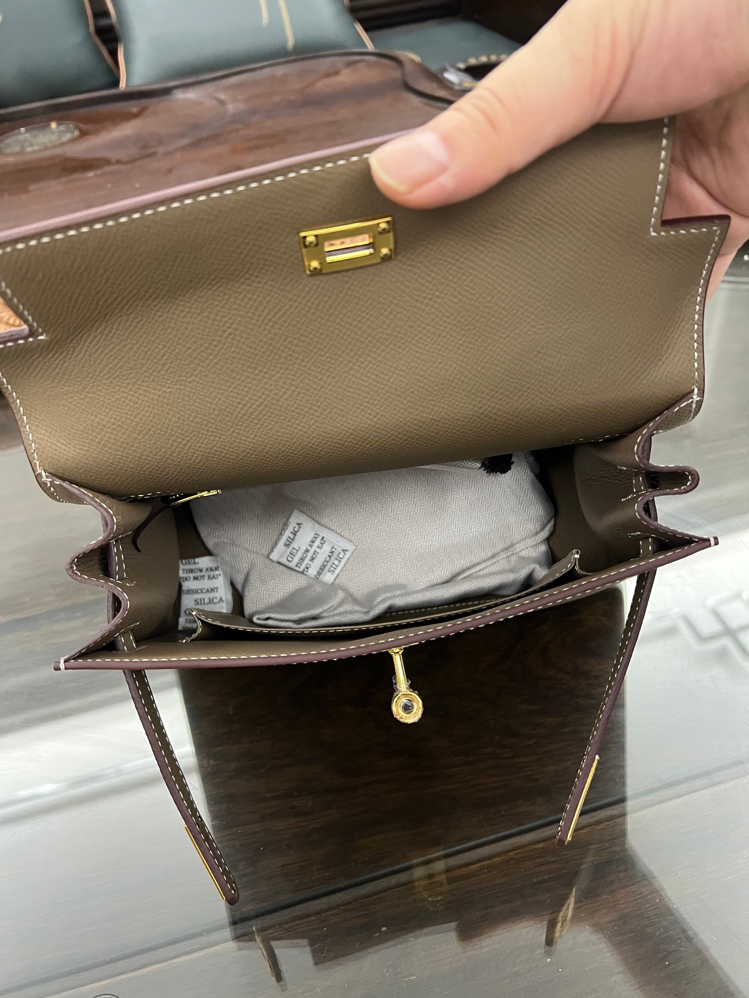 Handmade Hermes 25cm 28cm Epsom Leather Elephant Gray with Gold and Silver Hardware