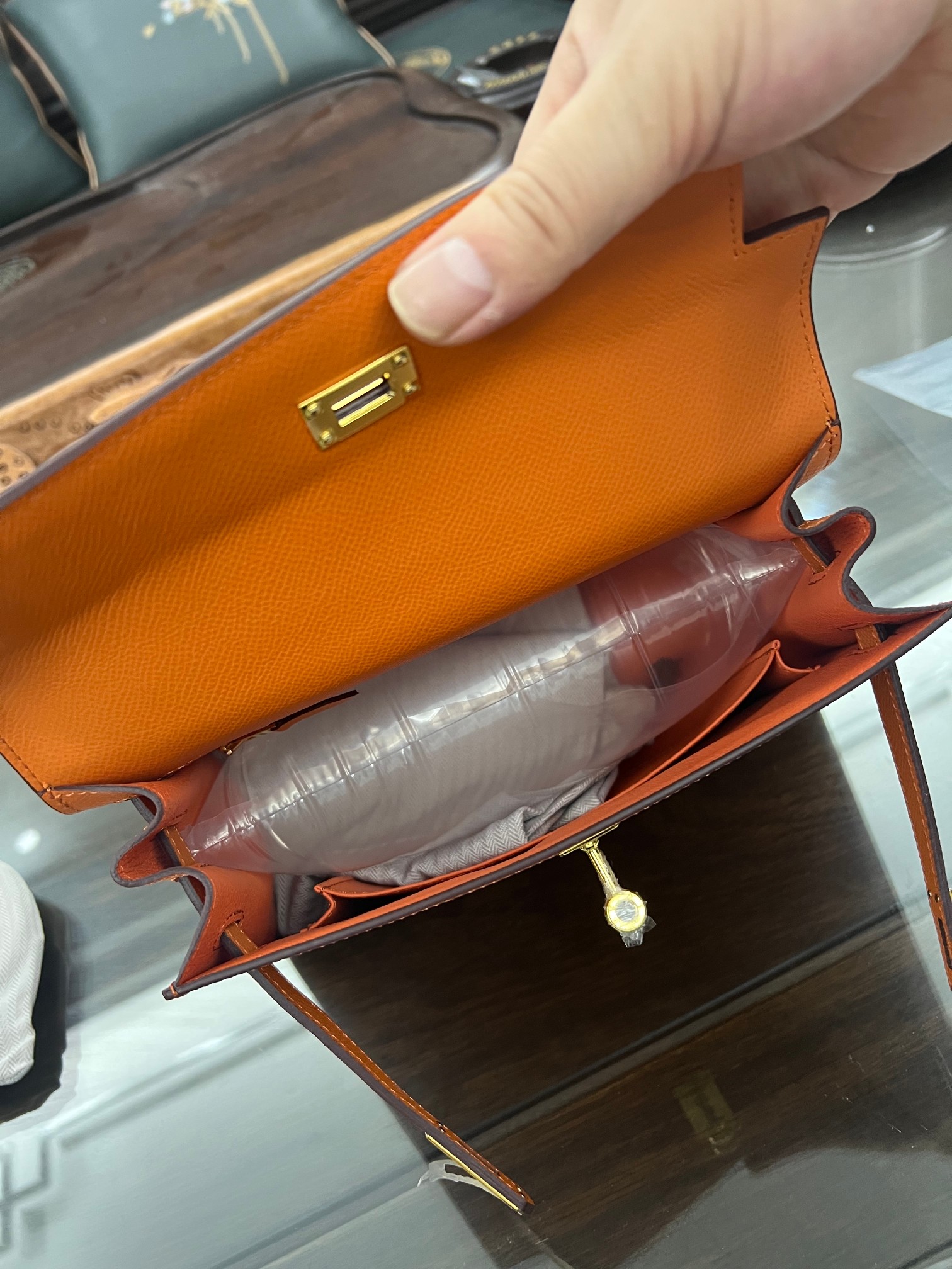 Handmade Hermes 25cm 28cm Epsom Leather Orange with Gold and Silver Hardware