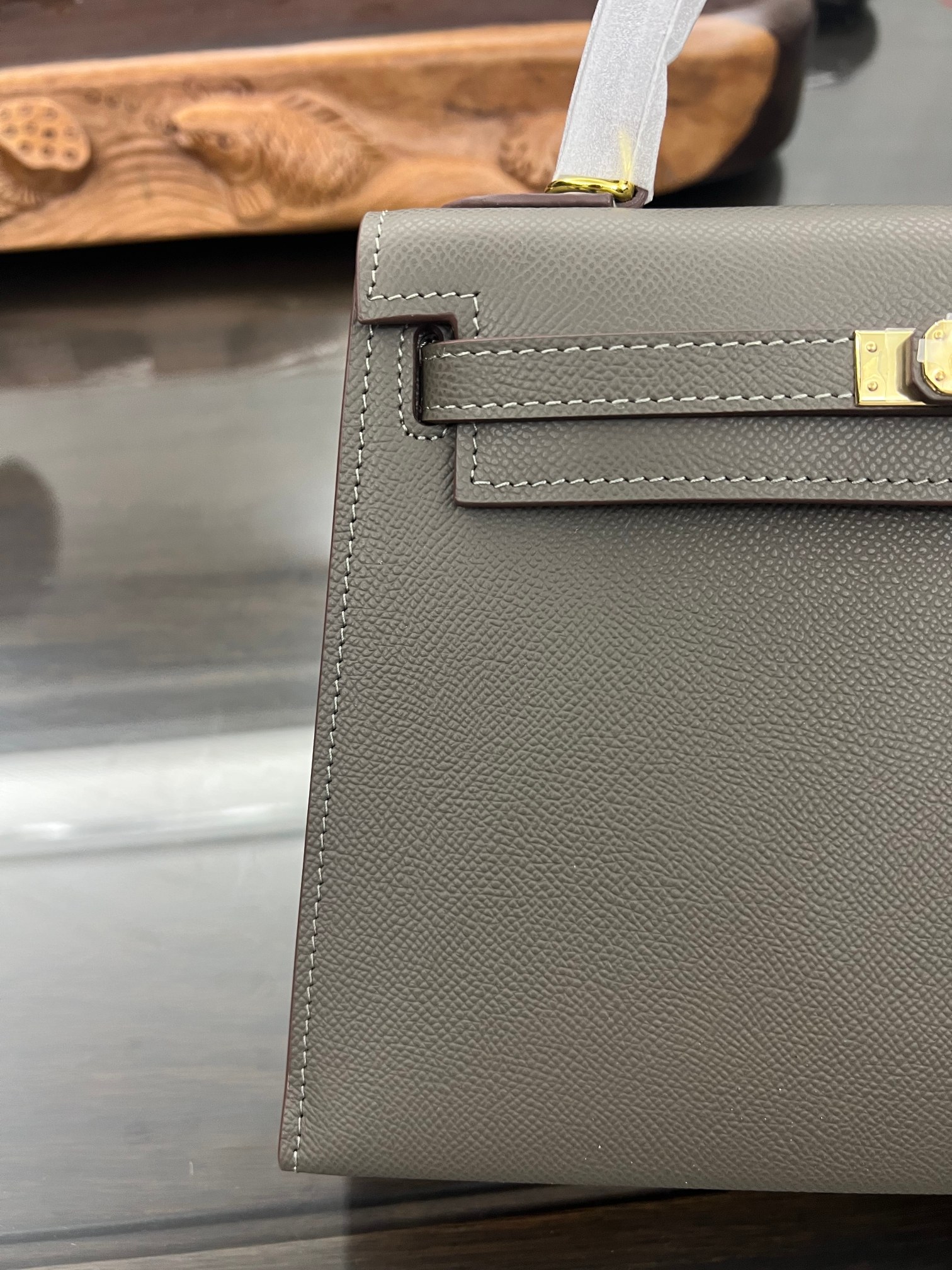 Handmade Hermes 25cm 28cm Epsom Leather Pewter Gray with Gold and Silver Hardware