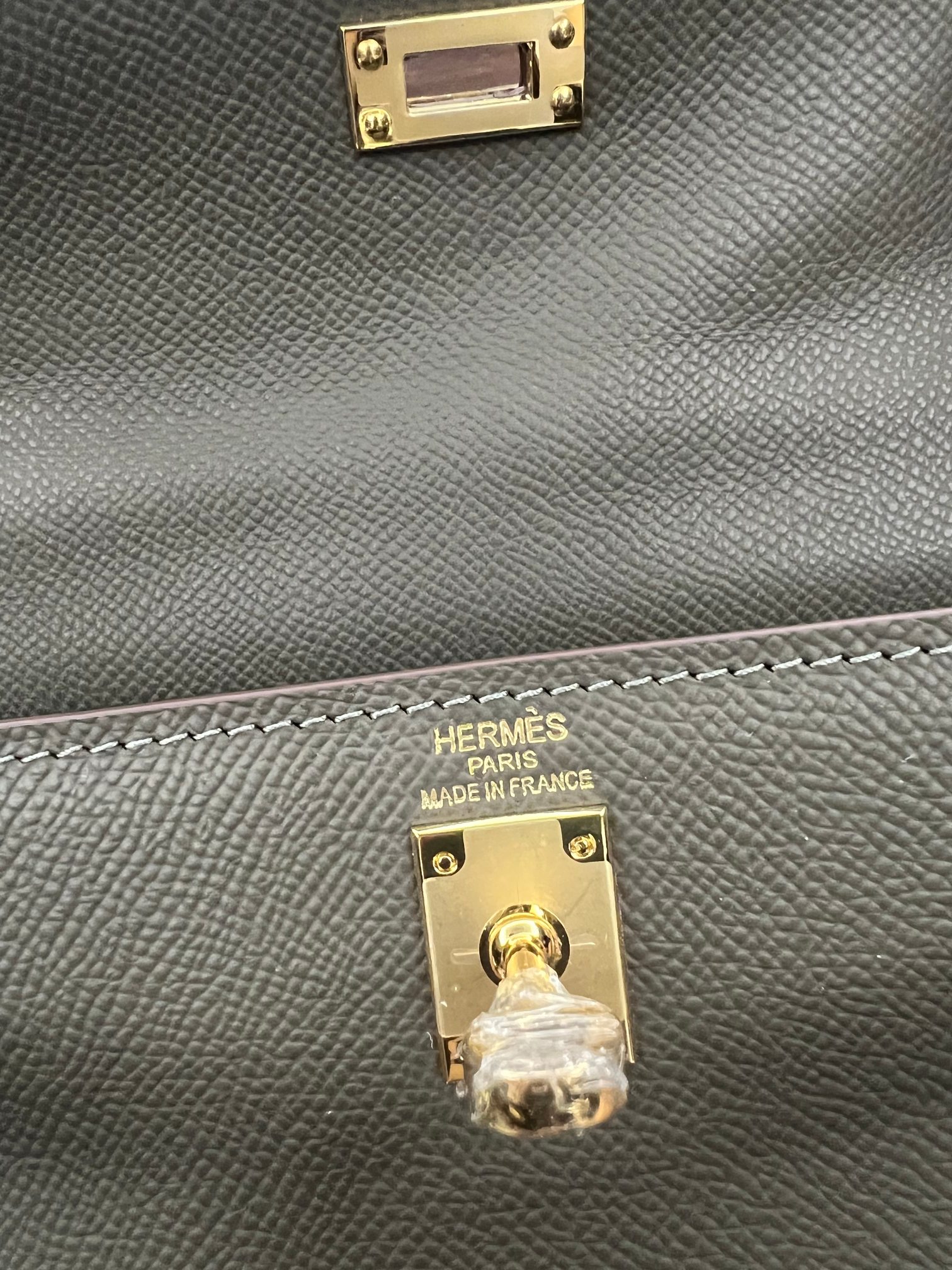 Handmade Hermes 25cm 28cm Epsom Leather Pewter Gray with Gold and Silver Hardware