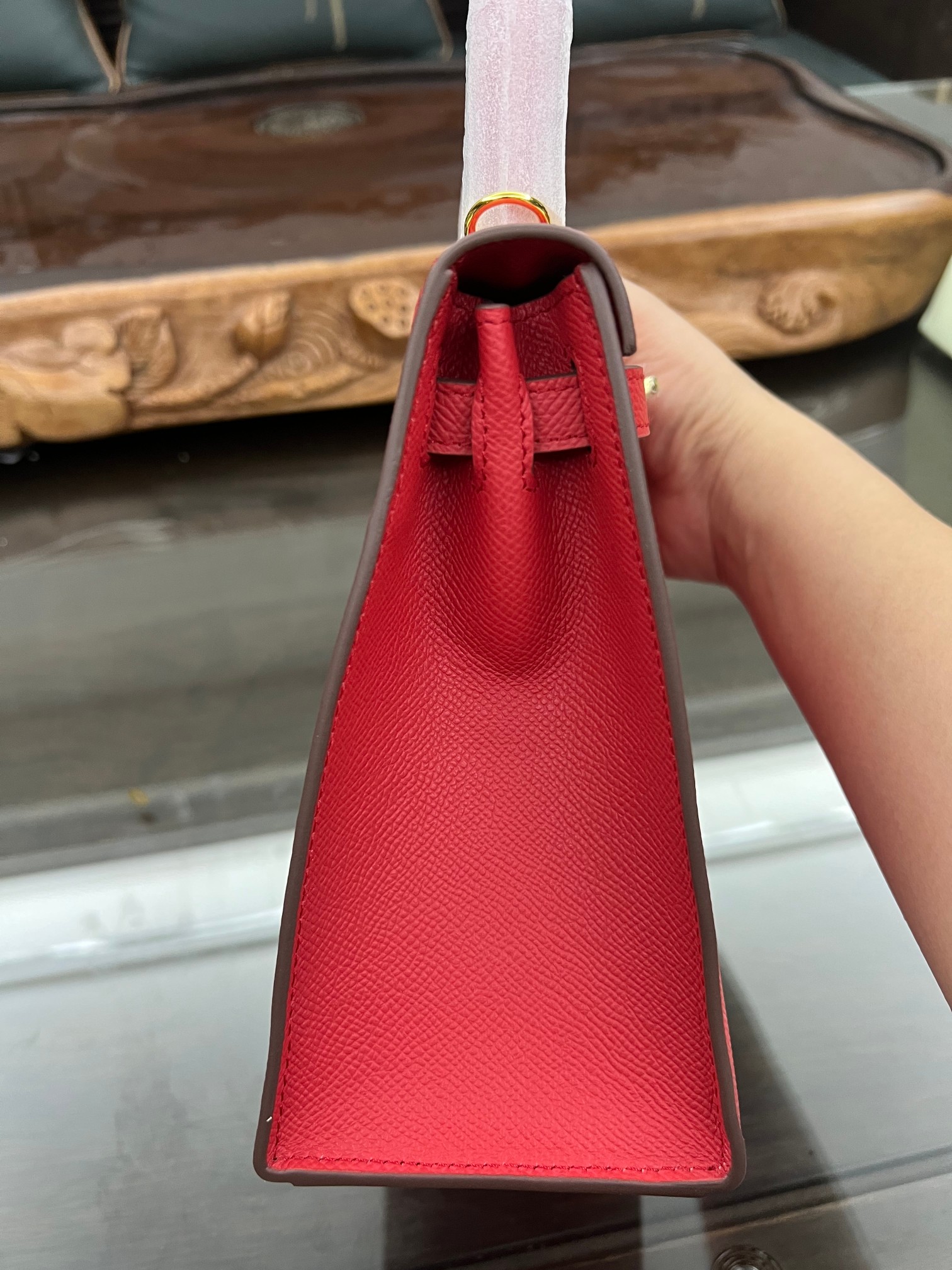 Handmade Hermes 25cm 28cm Epsom Leather Red with Gold and Silver Hardware