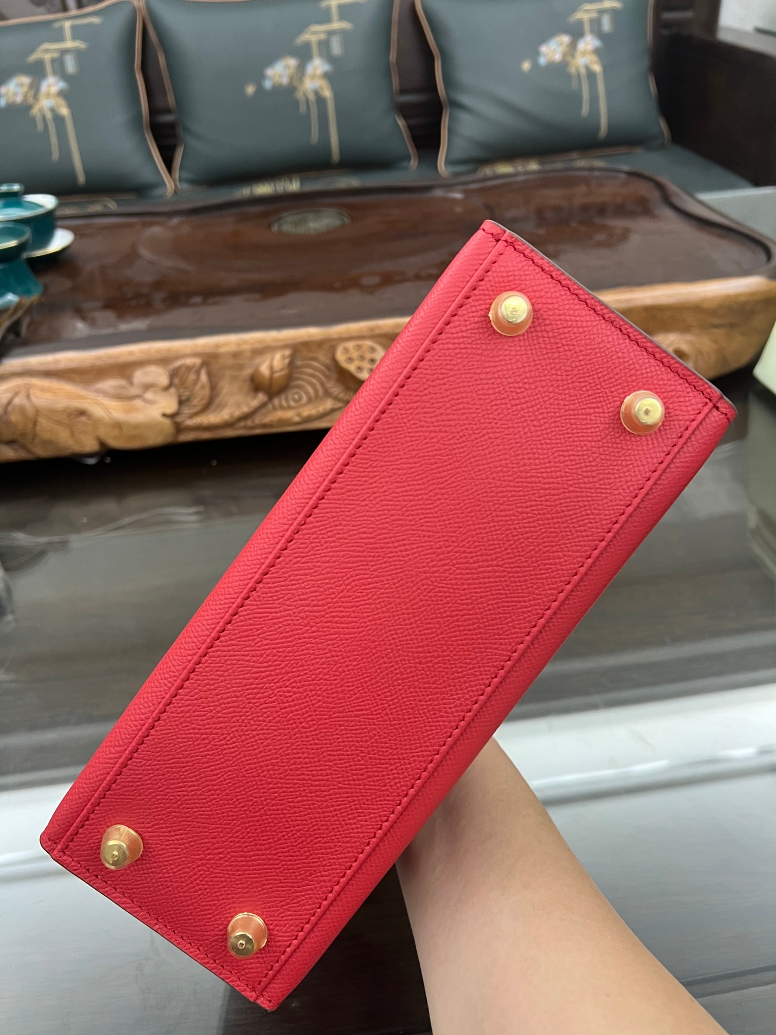 Handmade Hermes 25cm 28cm Epsom Leather Red with Gold and Silver Hardware