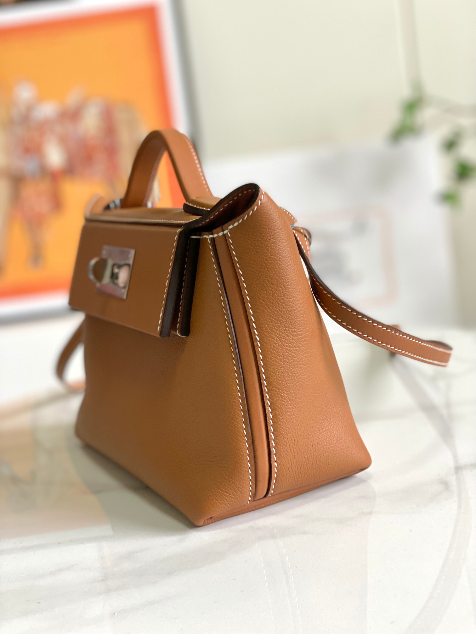 Hermes 24-24 Mini Bag Evercolor Brown with Silver