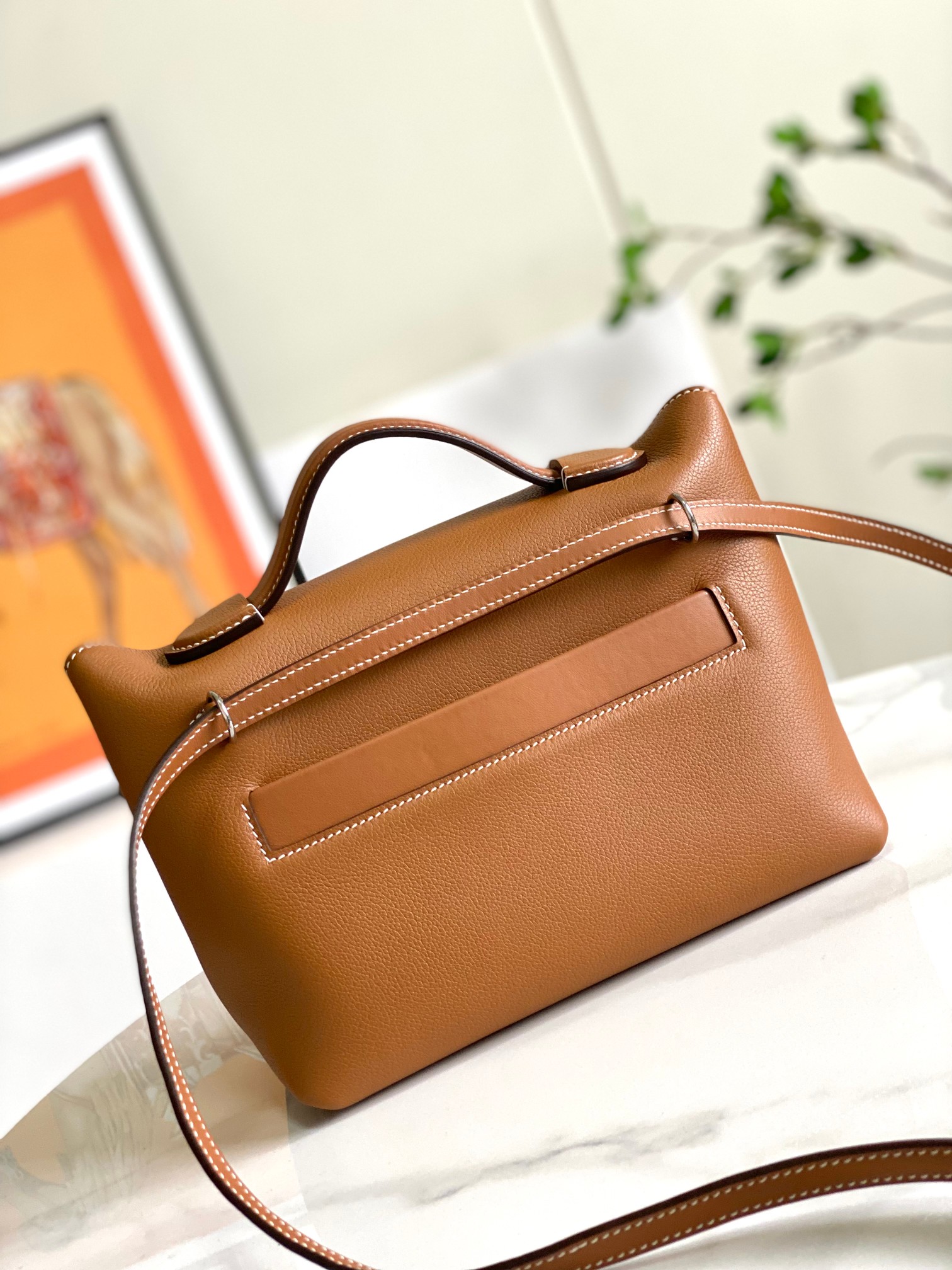 Hermes 24-24 Mini Bag Evercolor Brown with Silver