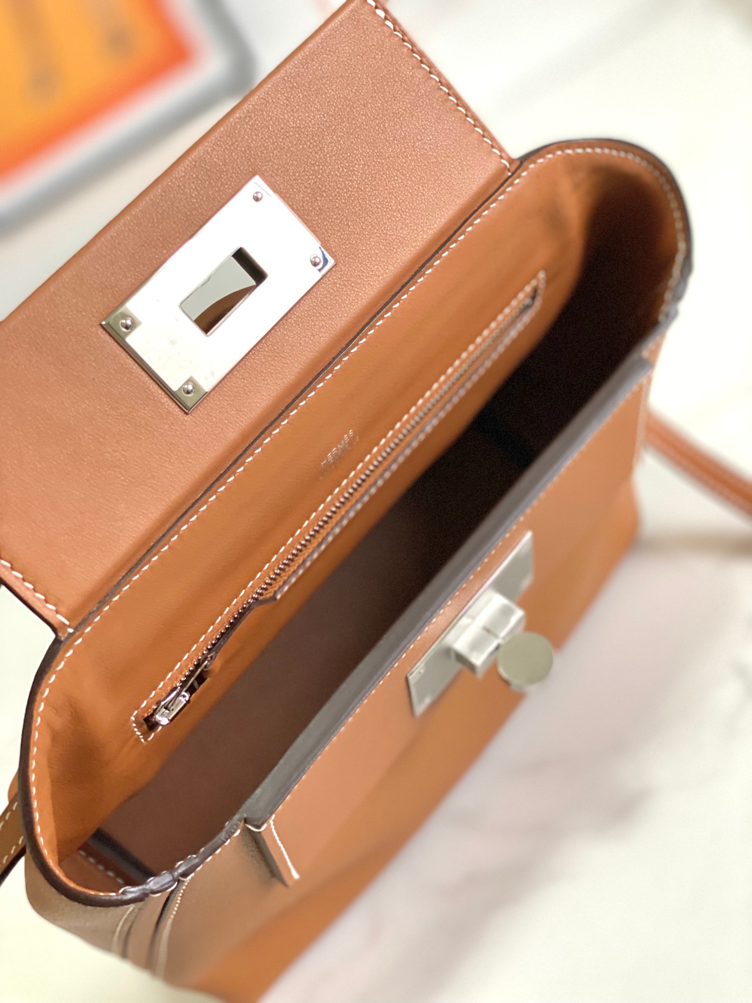 Hermes 24-24 Mini Bag Evercolor Brown with Silver