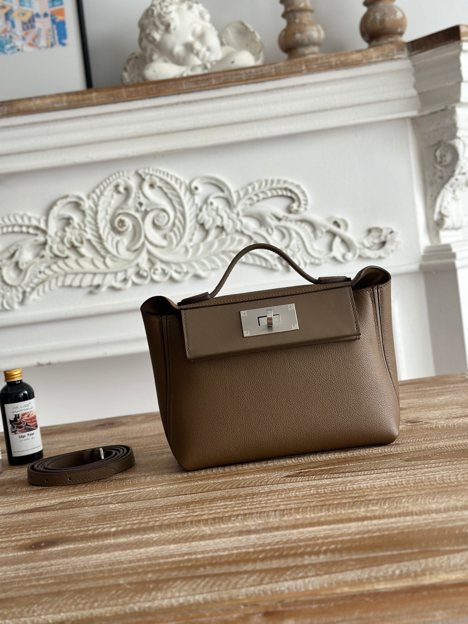 Hermes 24-24 Mini Bag Evercolor Dark Grey with Silver