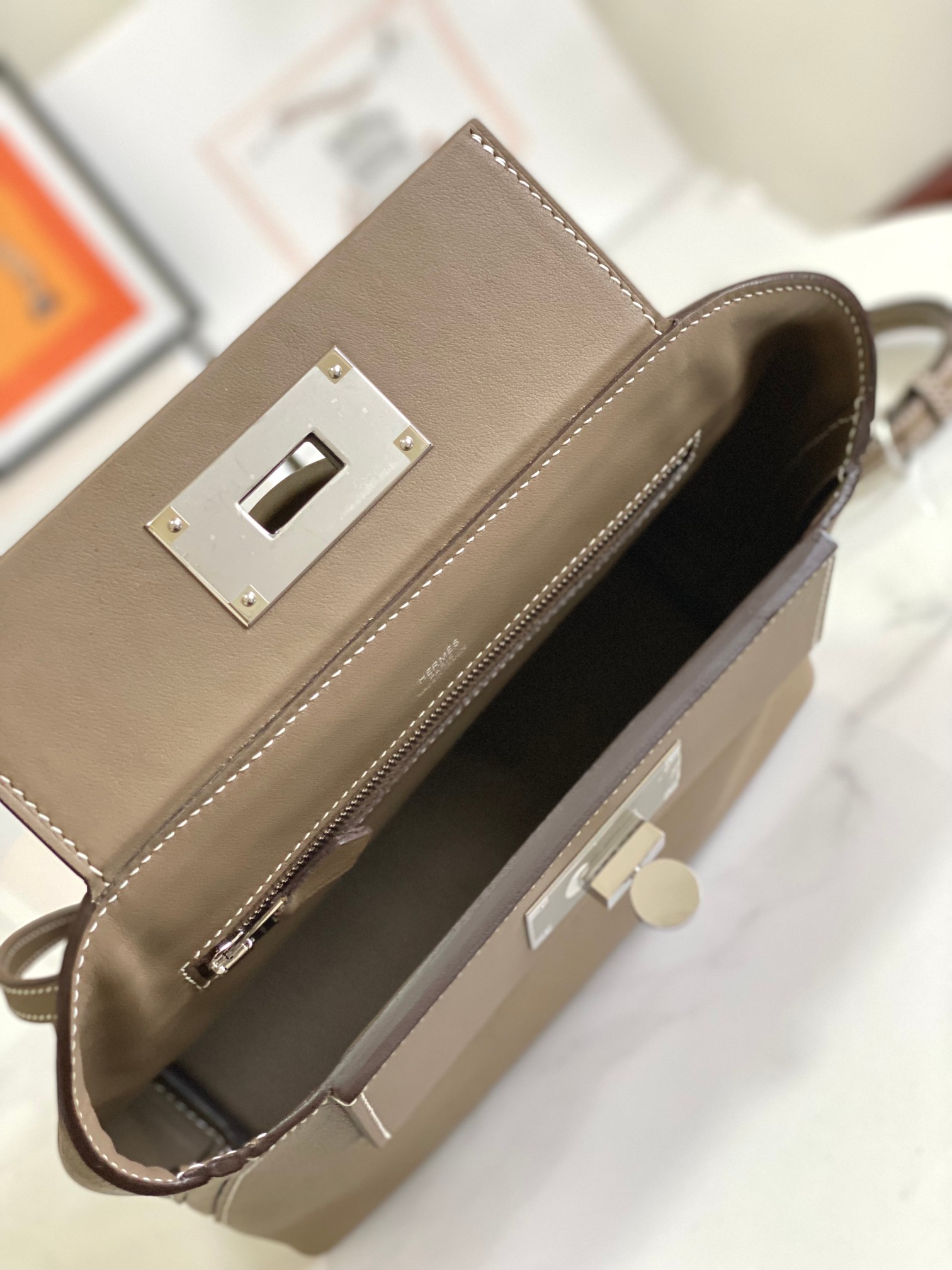 Hermes 24-24 Mini Bag Evercolor Elephant Gray with Silver