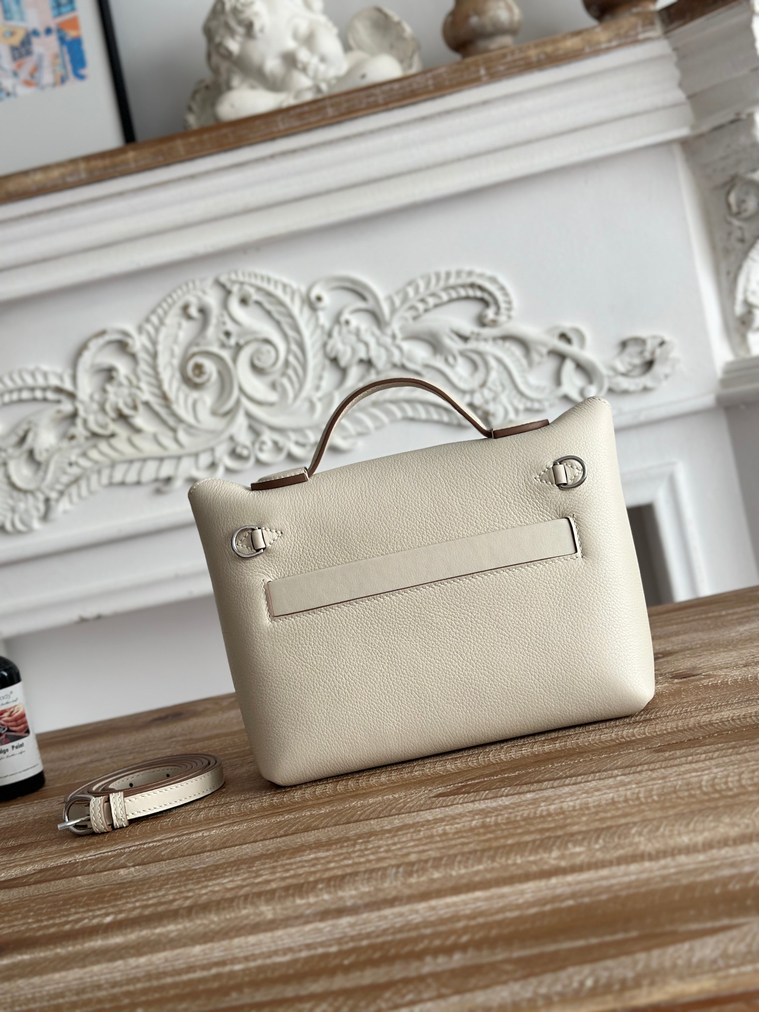 Hermes 24-24 Mini Bag Evercolor Milkshake White with Silver