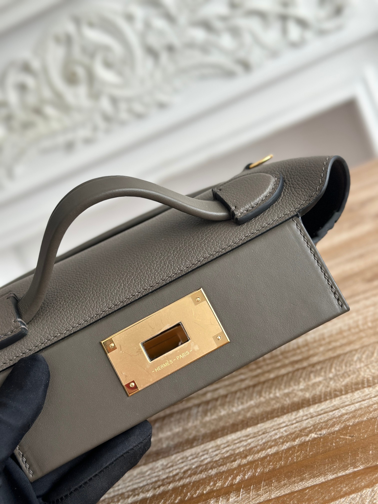 Hermes 24-24 Mini Bag Evercolor Pewter Gray with Gold
