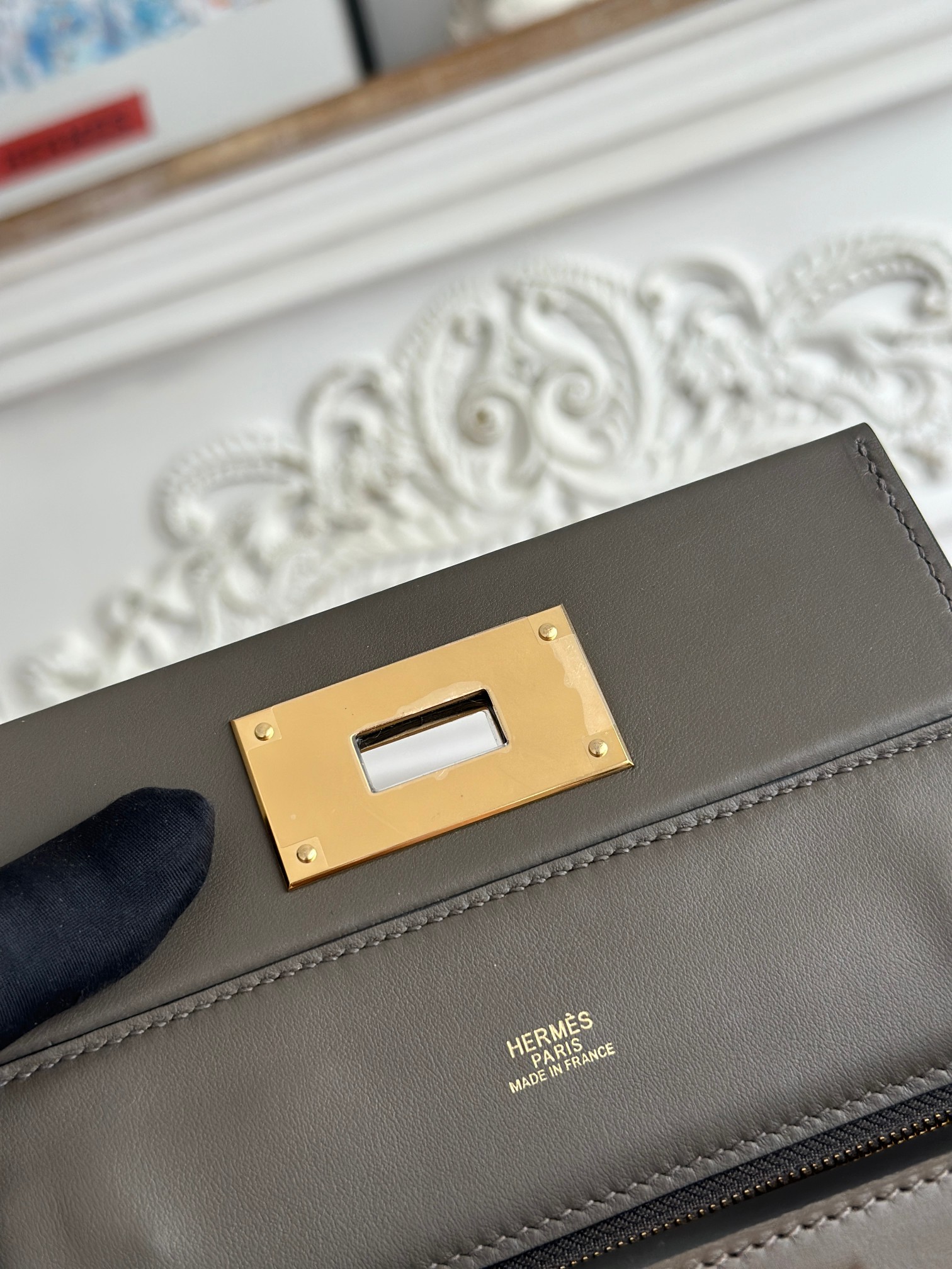 Hermes 24-24 Mini Bag Evercolor Pewter Gray with Gold