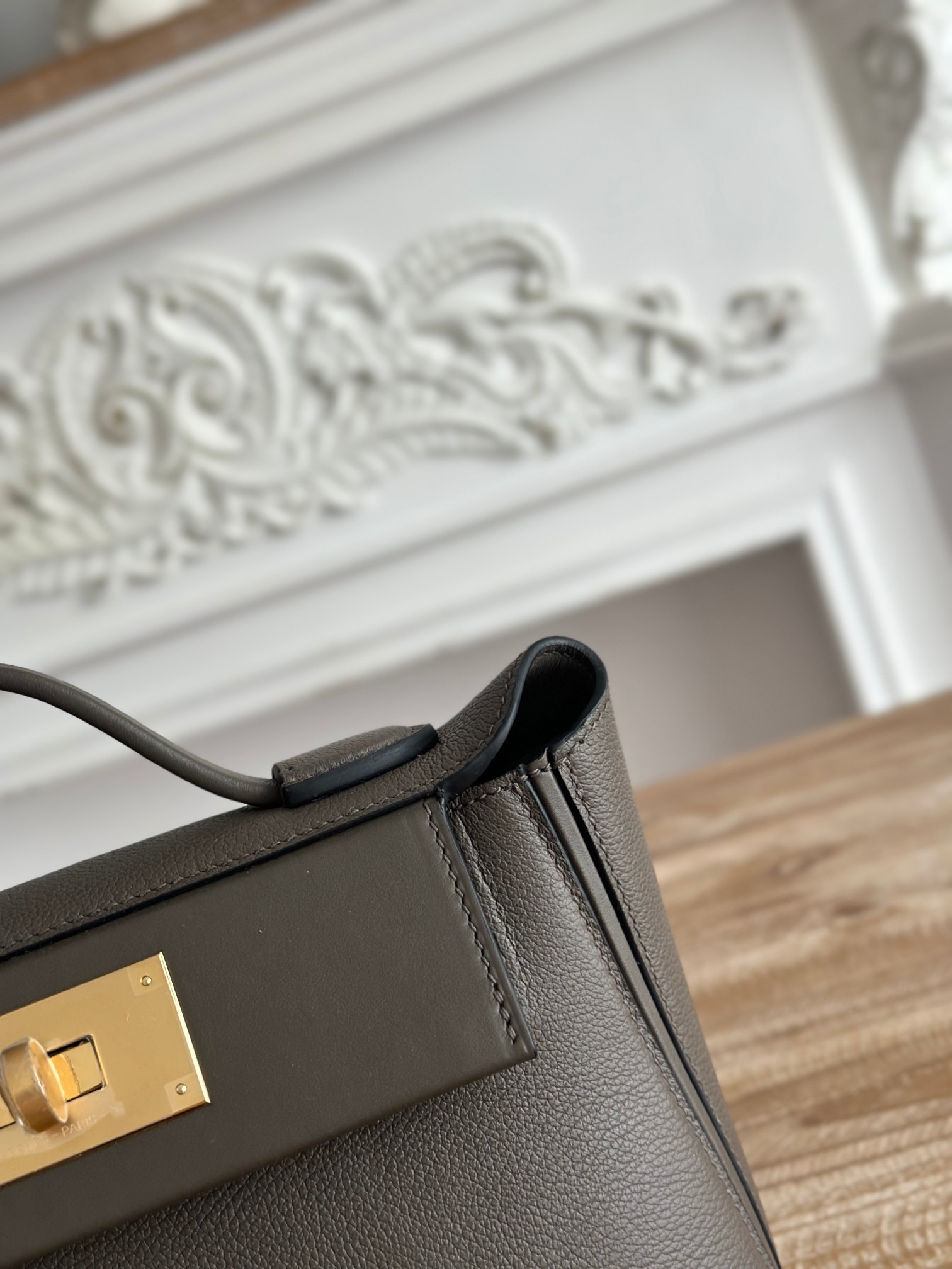 Hermes 24-24 Mini Bag Evercolor Pewter Gray with Gold