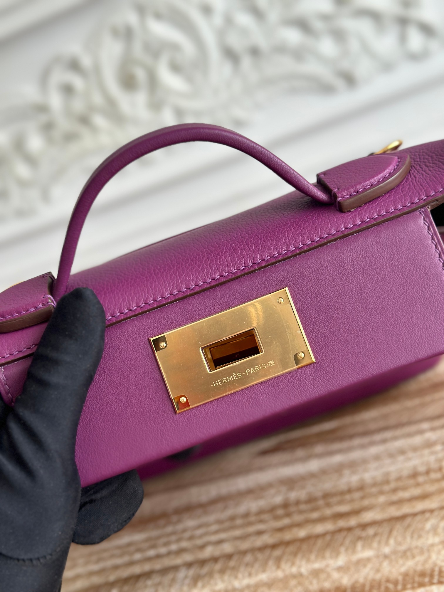 Hermes 24-24 Mini Bag Evercolor Purple with Gold