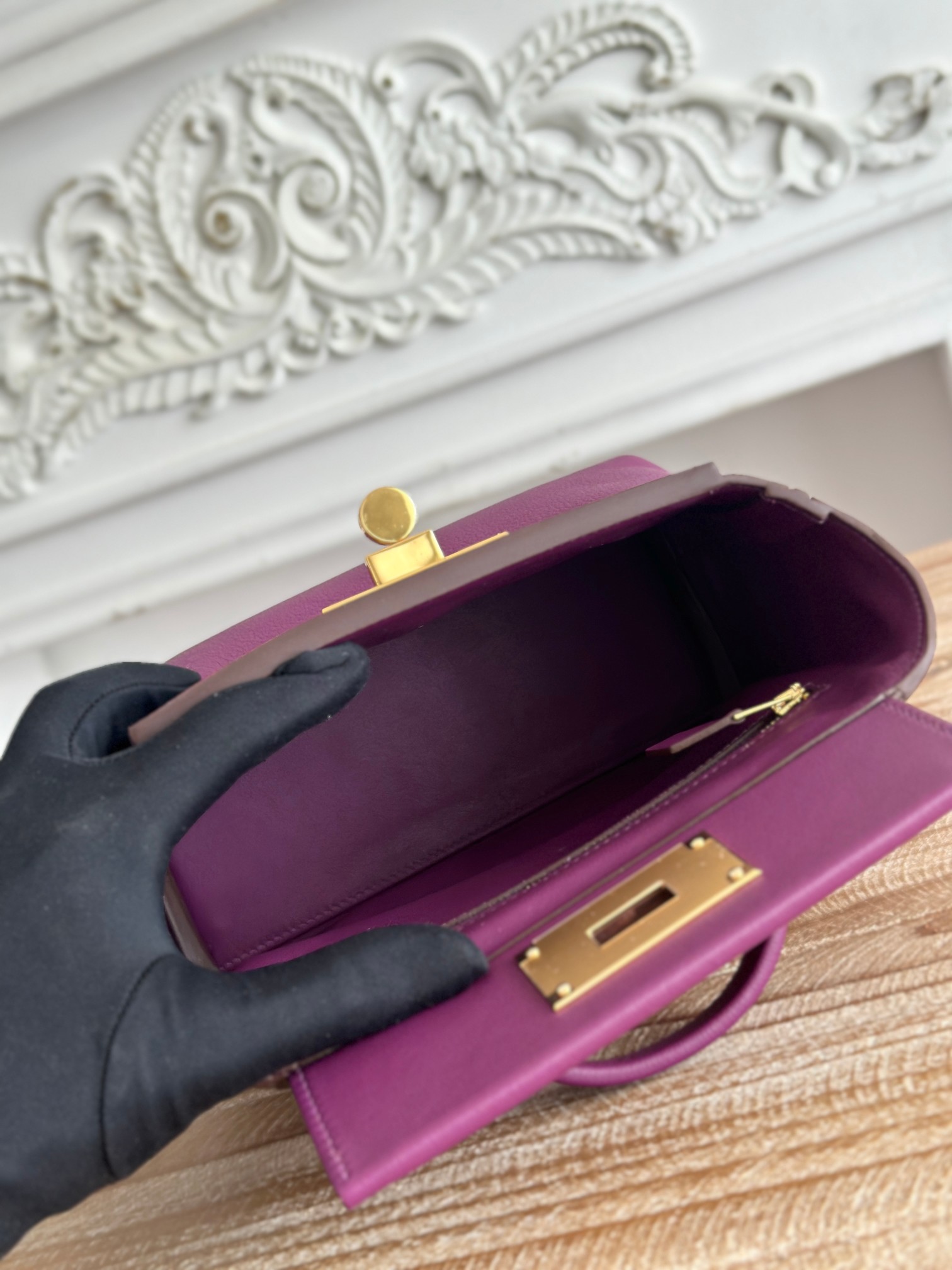 Hermes 24-24 Mini Bag Evercolor Purple with Gold