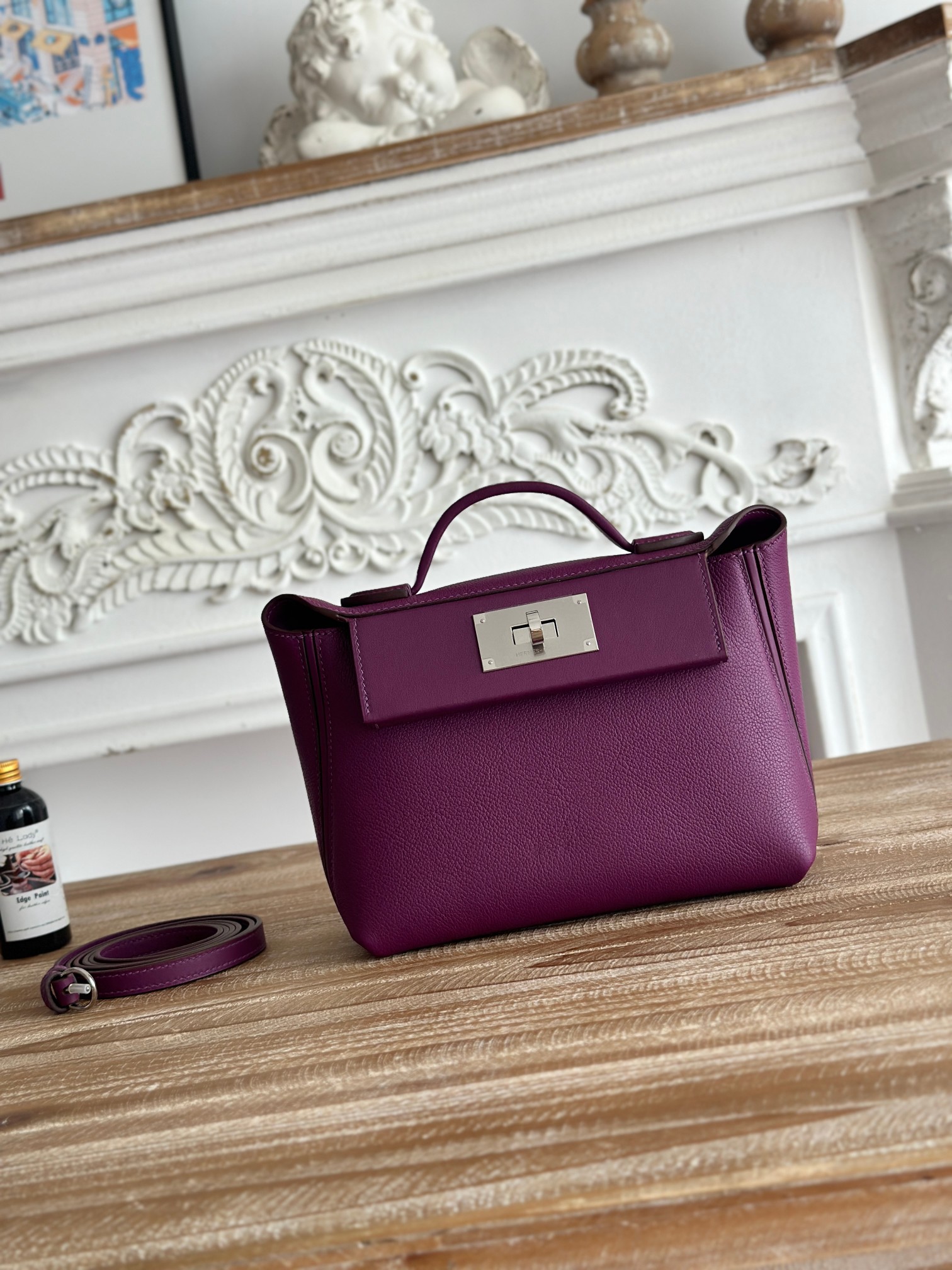 Hermes 24-24 Mini Bag Evercolor Purple with Silver