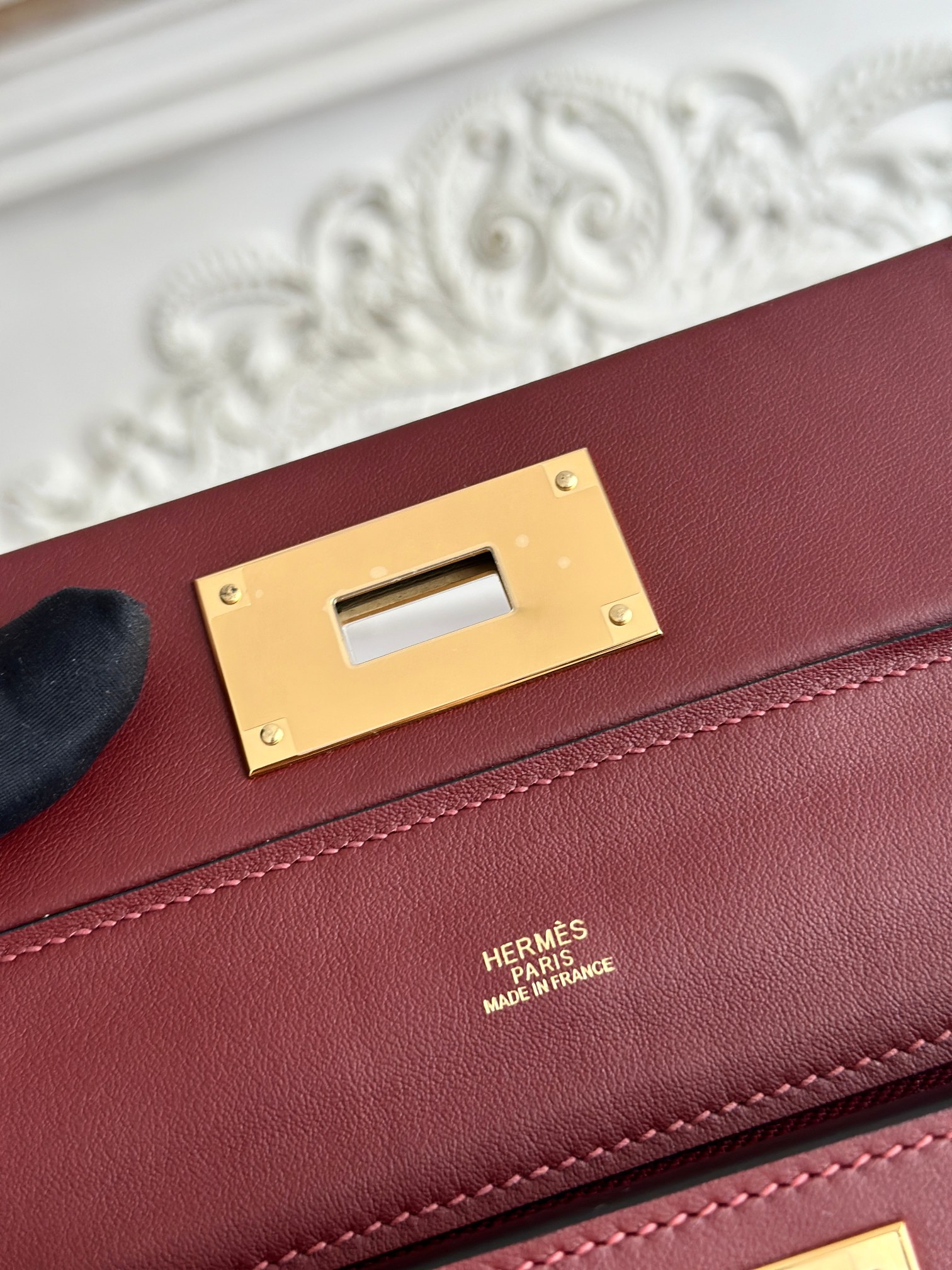 Hermes 24-24 Mini Bag Evercolor Wine Red with Gold