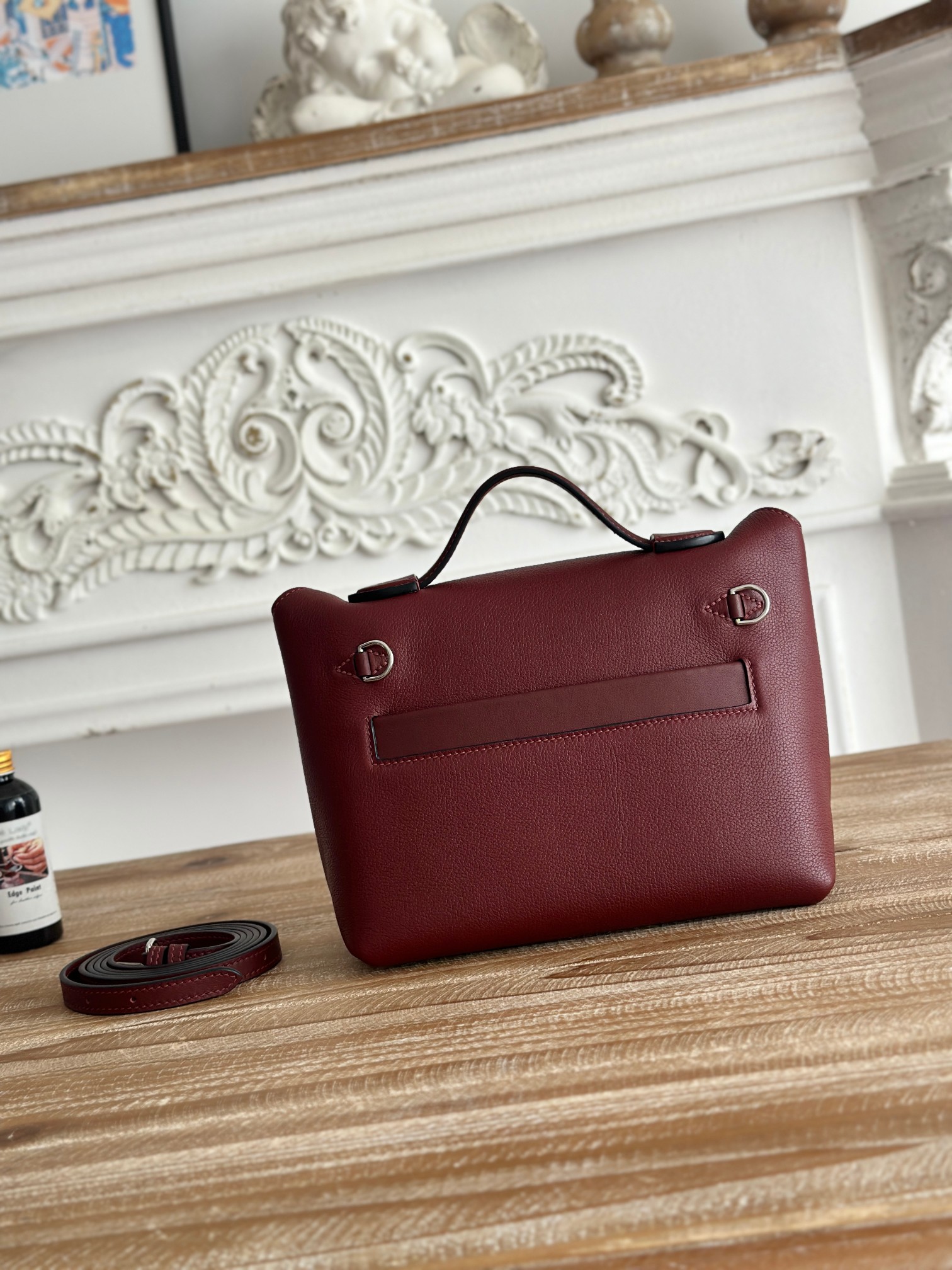 Hermes 24-24 Mini Bag Evercolor Wine Red with Silver