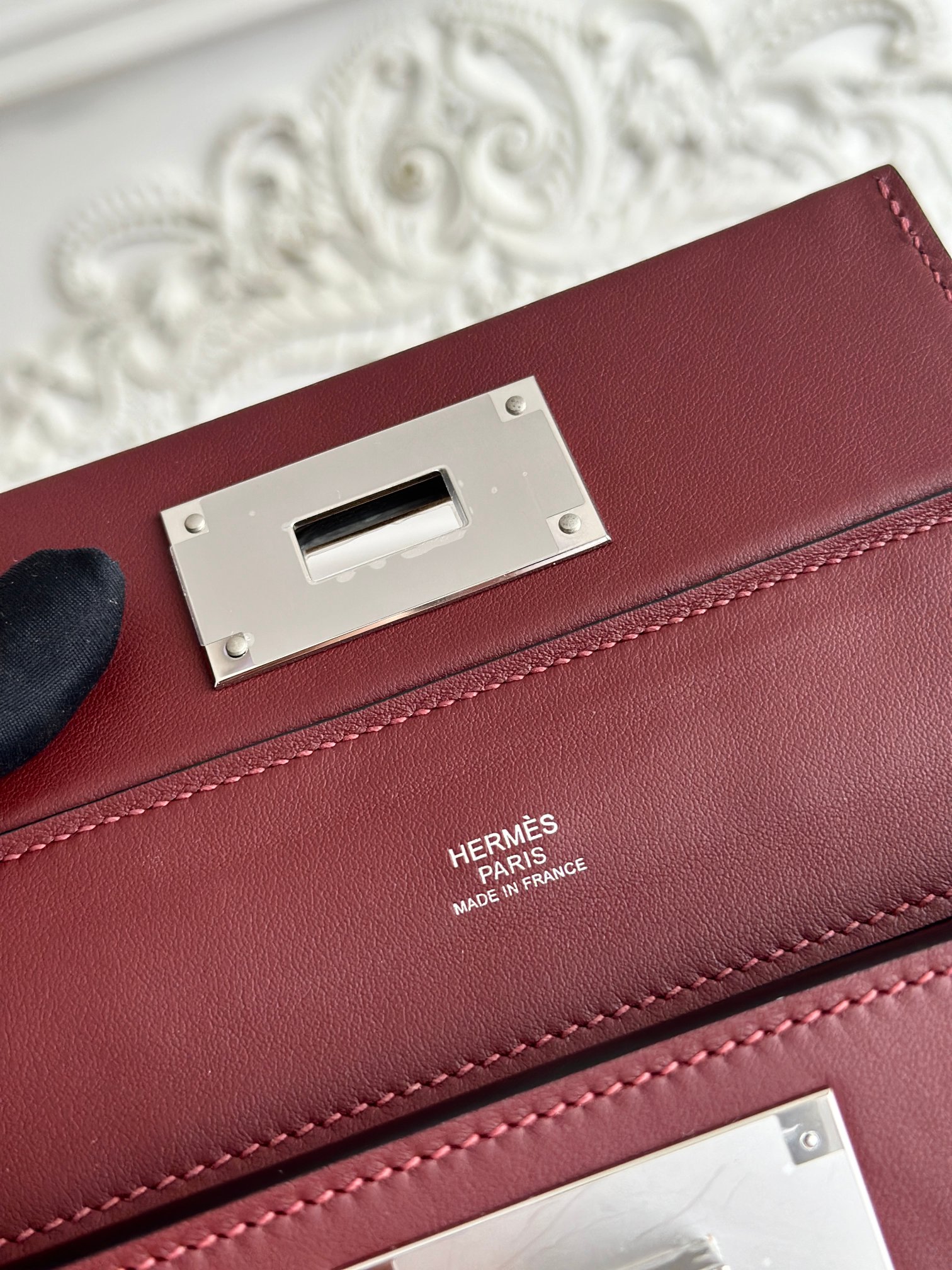 Hermes 24-24 Mini Bag Evercolor Wine Red with Silver