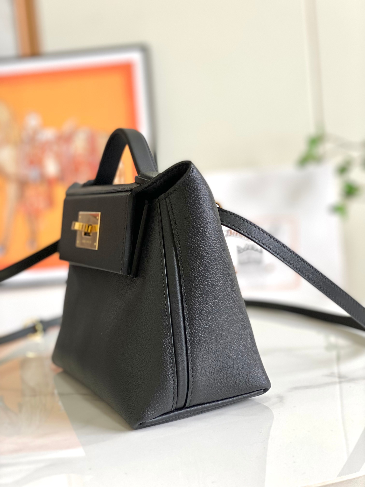 Hermes 24-24 Mini Bag Gold Evercolor Black