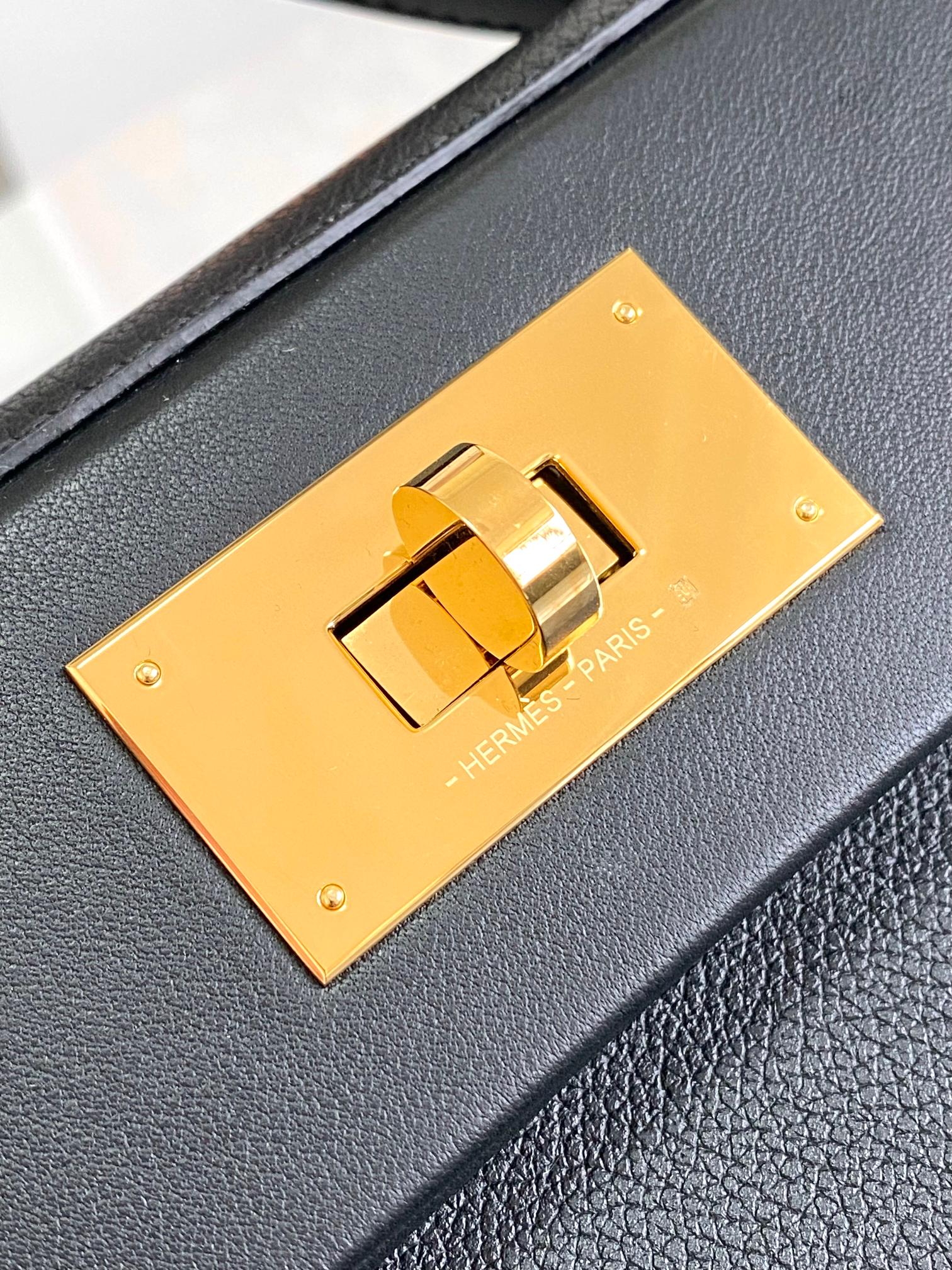 Hermes 24-24 Mini Bag Gold Evercolor Black