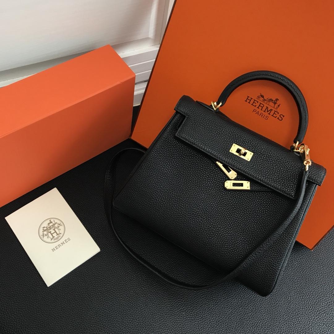 Hermes 25cm Kelly Bag Togo Leather Handbag Black