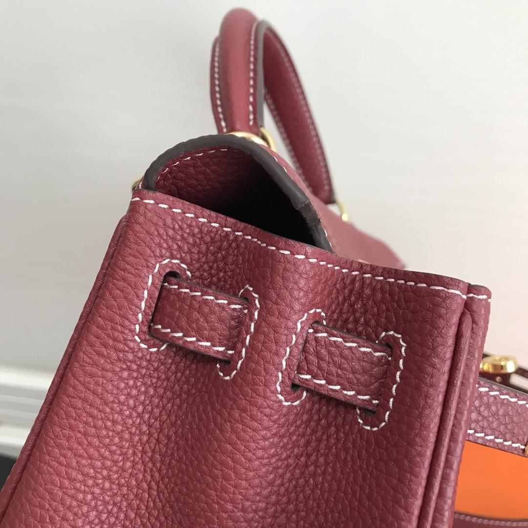 Hermes 25cm Kelly Bag Togo Leather Handbag Dark Red