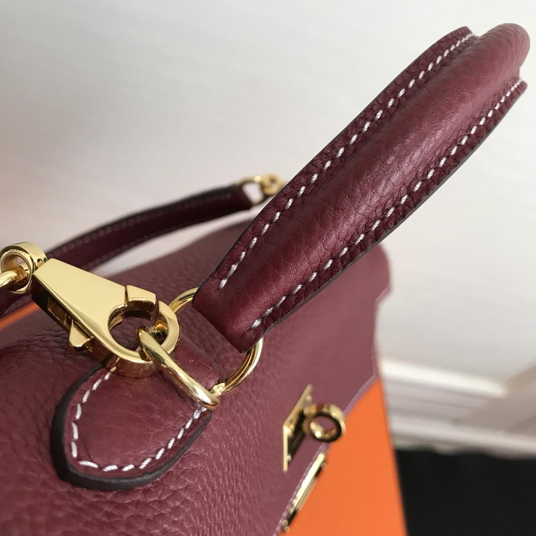 Hermes 25cm Kelly Bag Togo Leather Handbag Dark Red