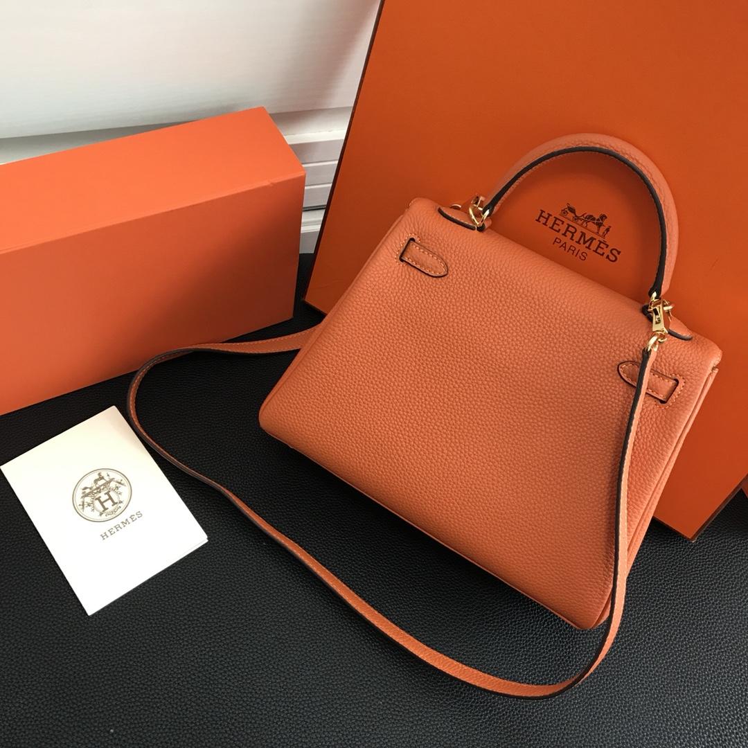 Hermes 25cm Kelly Bag Togo Leather Handbag Orange