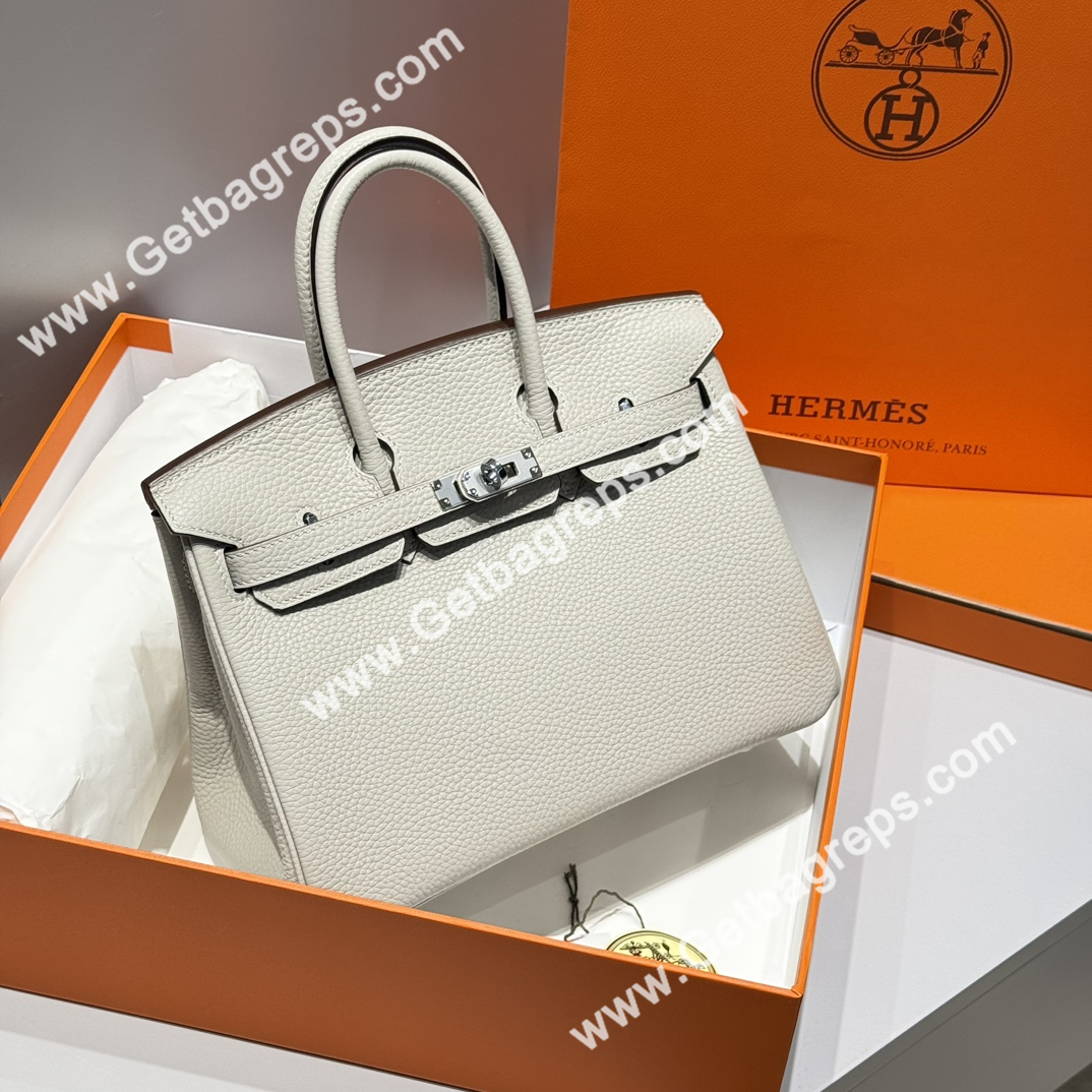 Hermes Birkin 25cm Pearl Grey Togo Leather