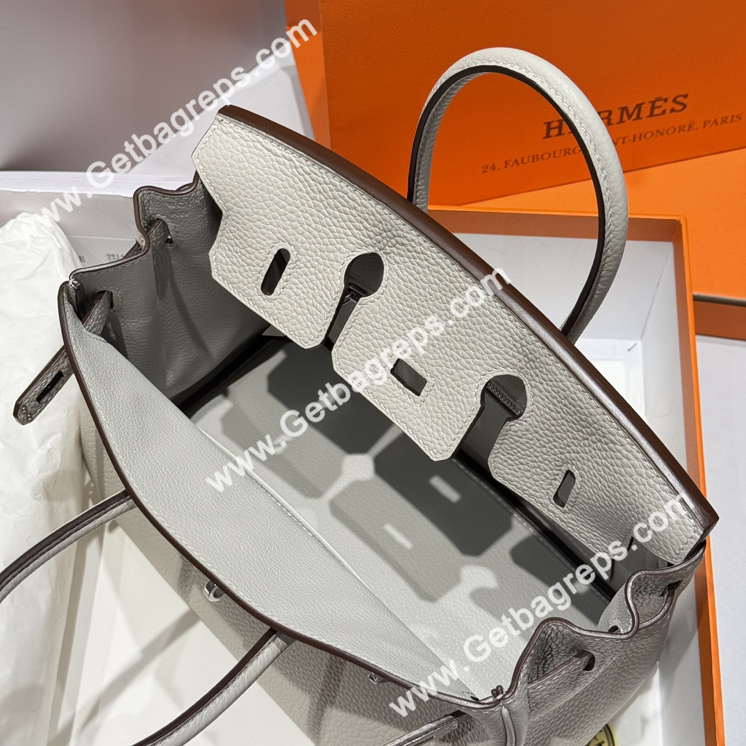 Hermes Birkin 25cm Pearl Grey Togo Leather