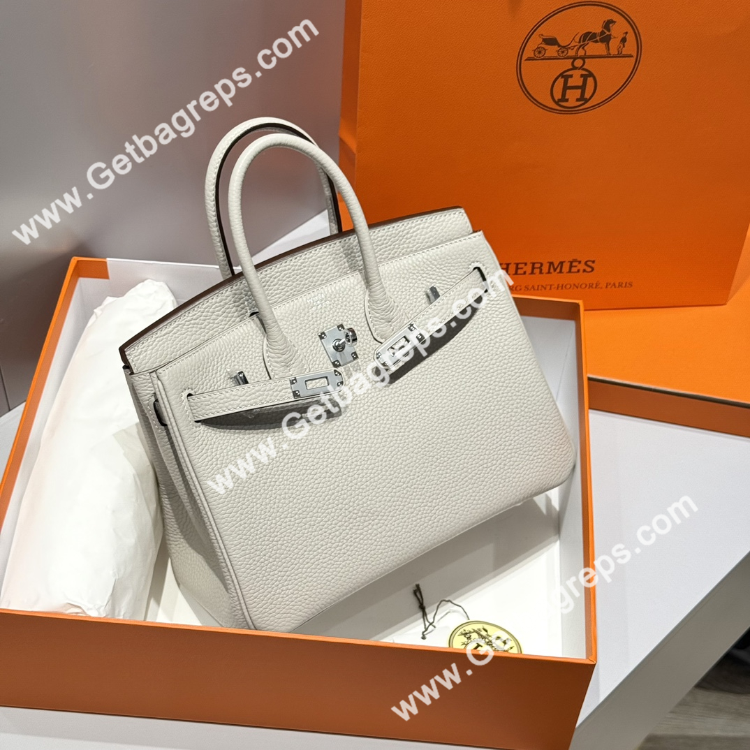 Hermes Birkin 25cm Pearl Grey Togo Leather